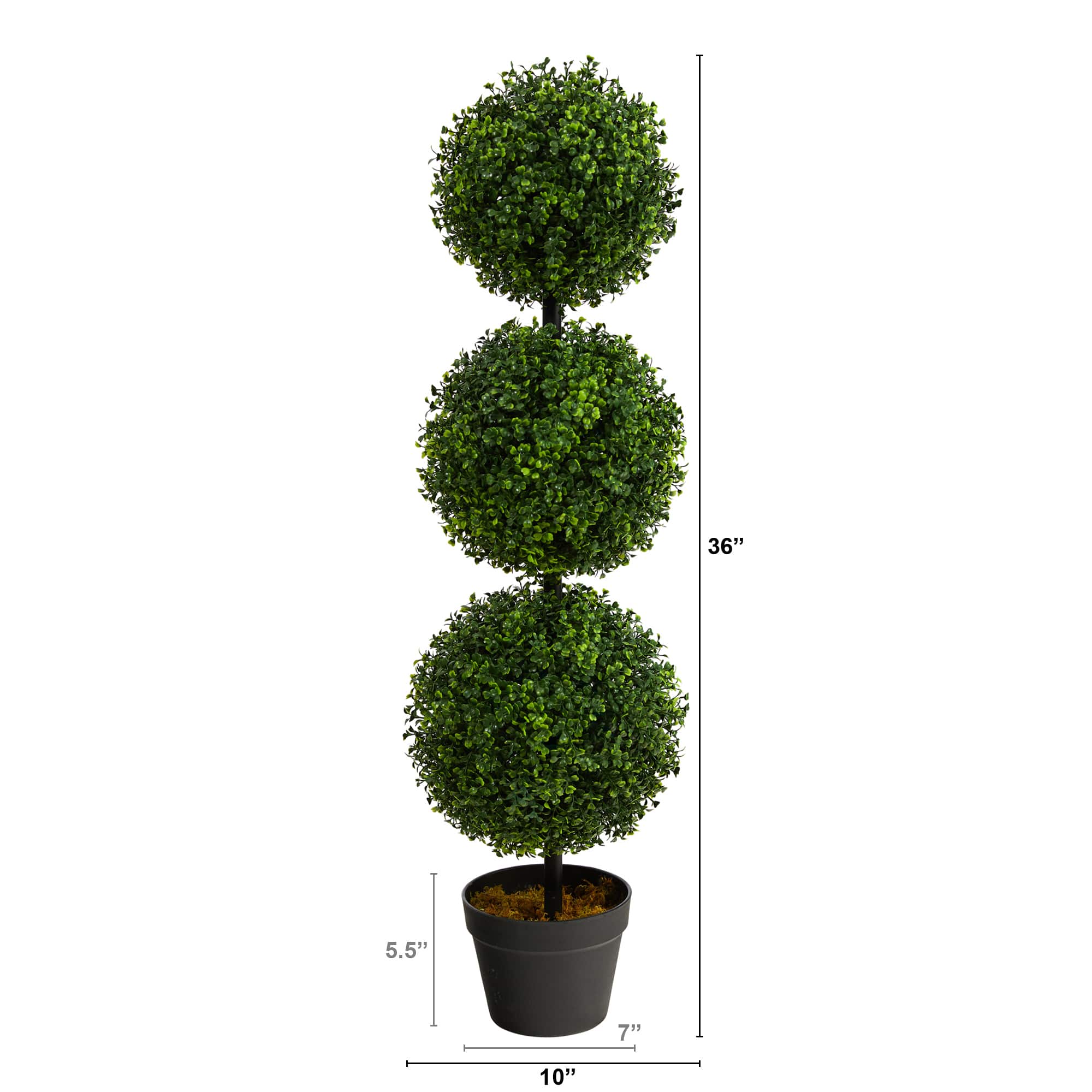 Lifelike Artificial Topiary Ball Box Fake Twin Trees Plant Pot 3Ft Outdoor 2 Set 