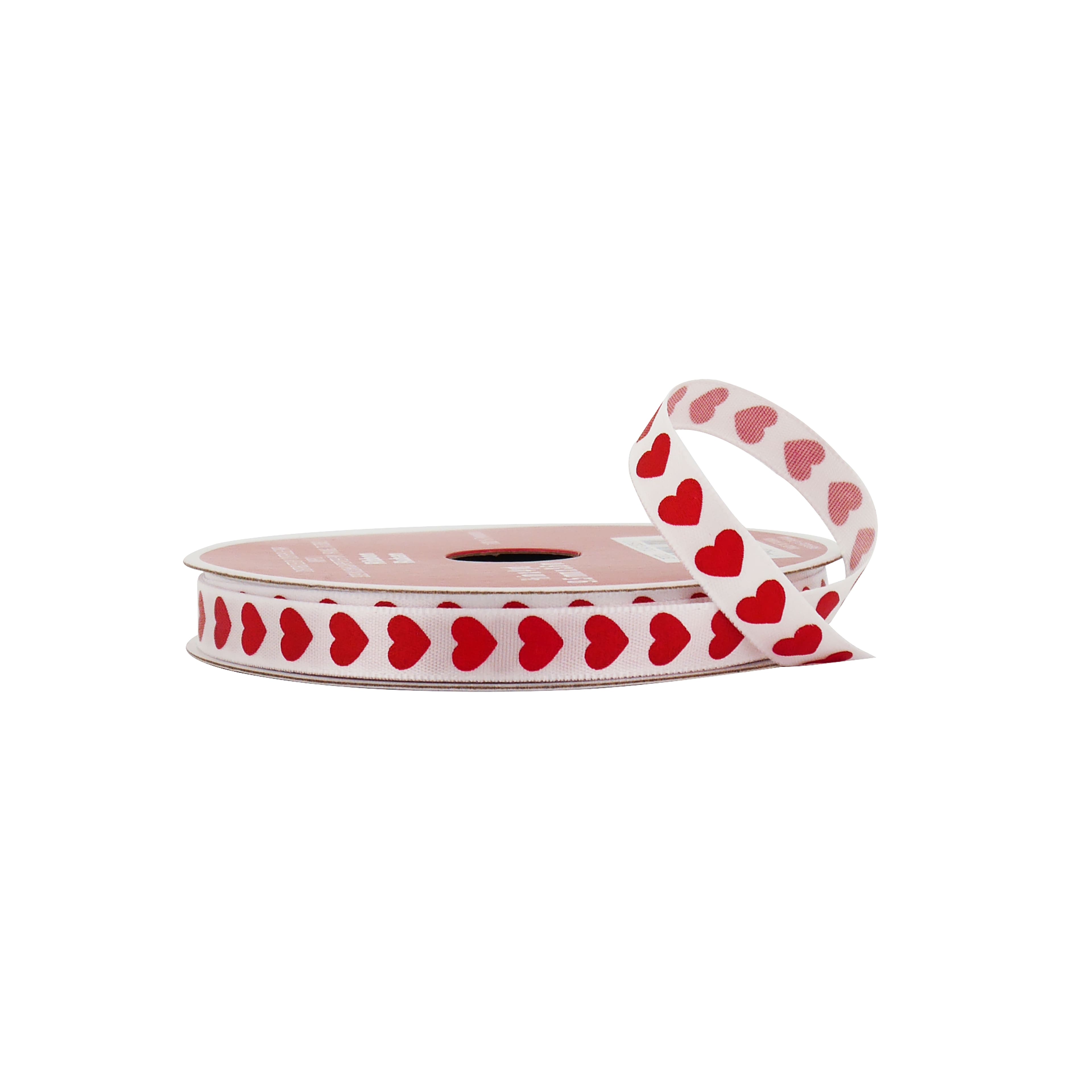 3/8" x 12ft. White & Red Hearts Satin Ribbon by Celebrate It®
