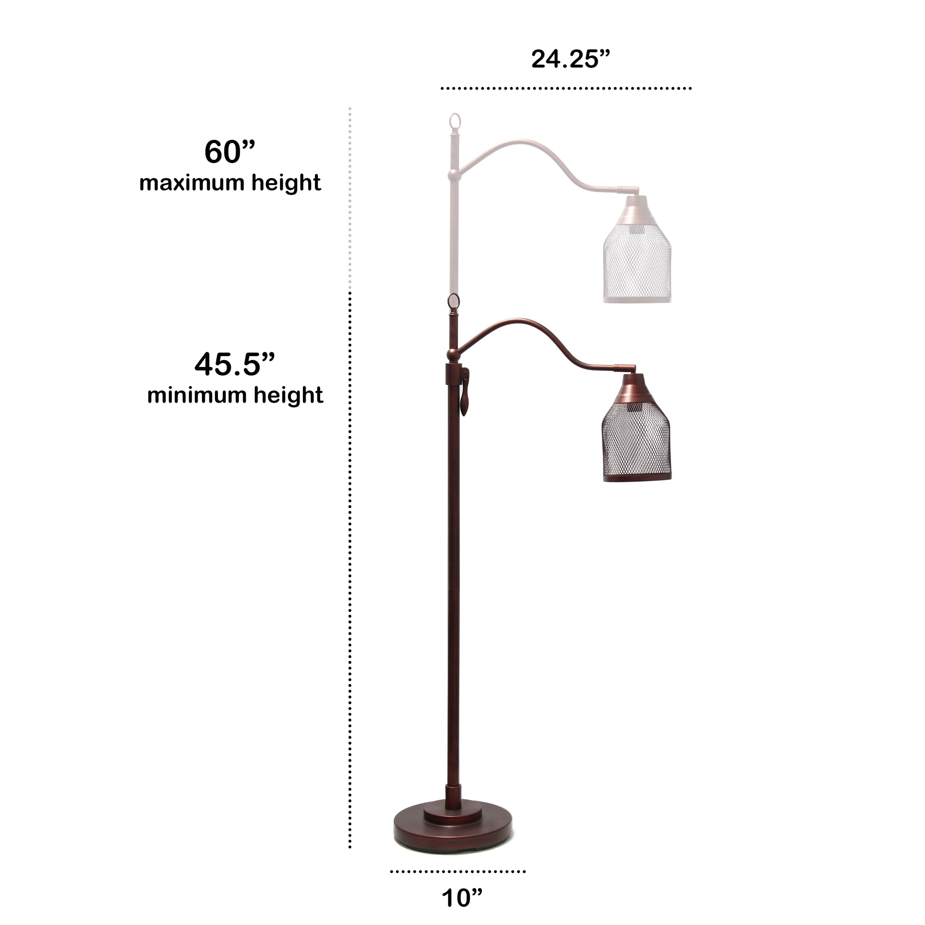 Lalia Home 5ft. Red Bronze Vintage Arched Floor Lamp with Iron Mesh Shade