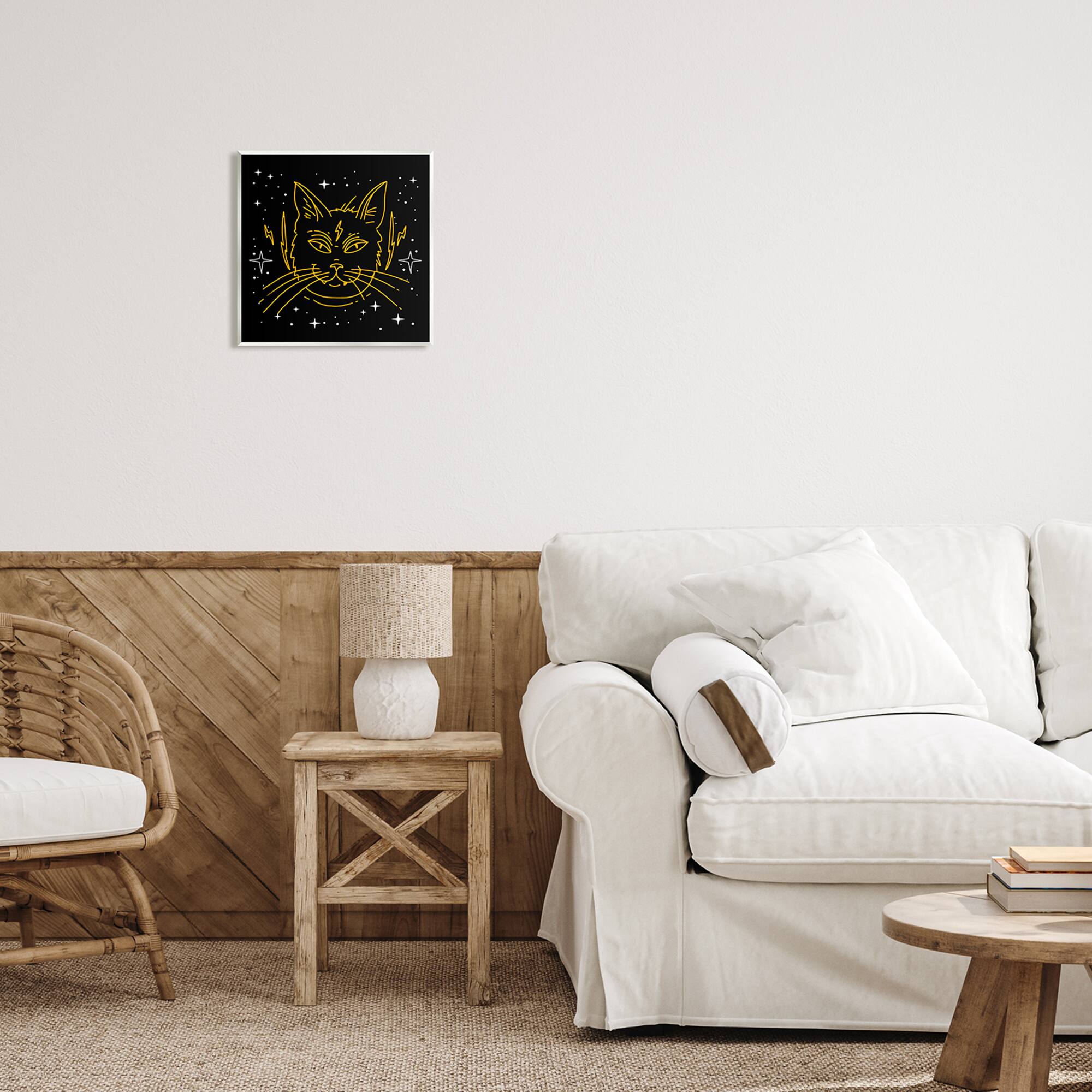 Stupell Industries Starry Cat Lightning Bolt Wall Plaque Art