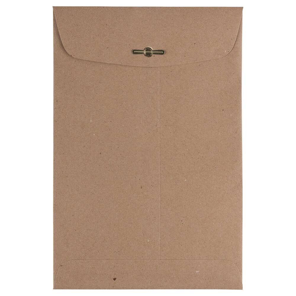 JAM Paper 6&#x22; x 9&#x22; Brown Kraft Paper Bag Premium Invitation Envelopes with Clasp Closure