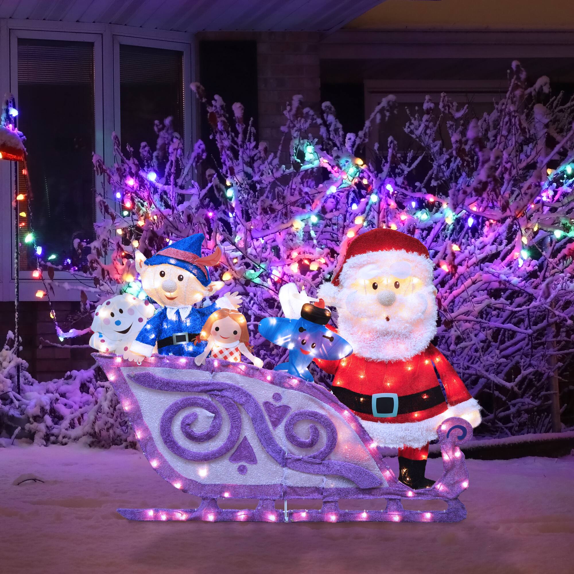 Rudolph the Red-Nosed Reindeer & the Island of Misfit Toys 42" Santa & Sleigh 2D Pre-Lit Yard Art