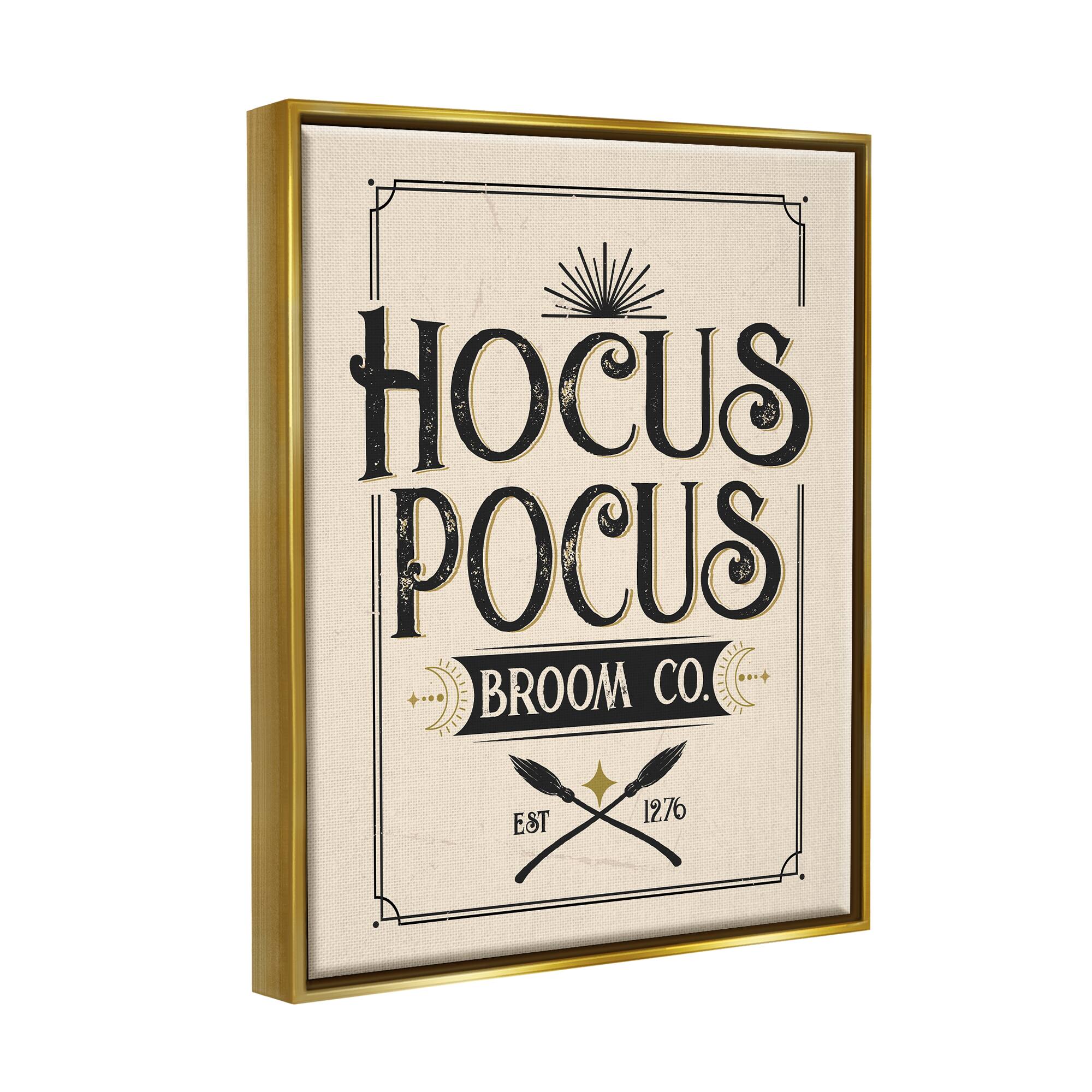 Stupell Industries Hocus Pocus Broom Co Sign Framed Floater Canvas Wall Art