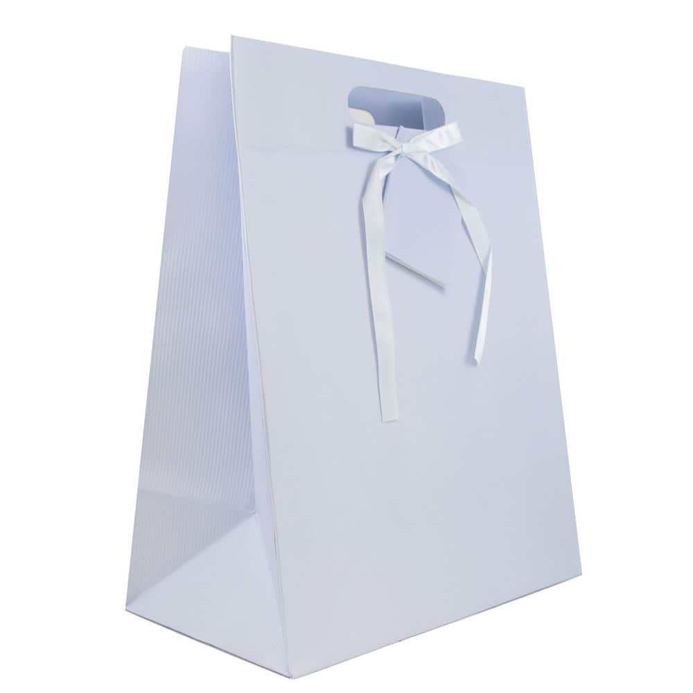 JAM Paper Medium Light Blue Pinstripe Gift Bags, 3ct.