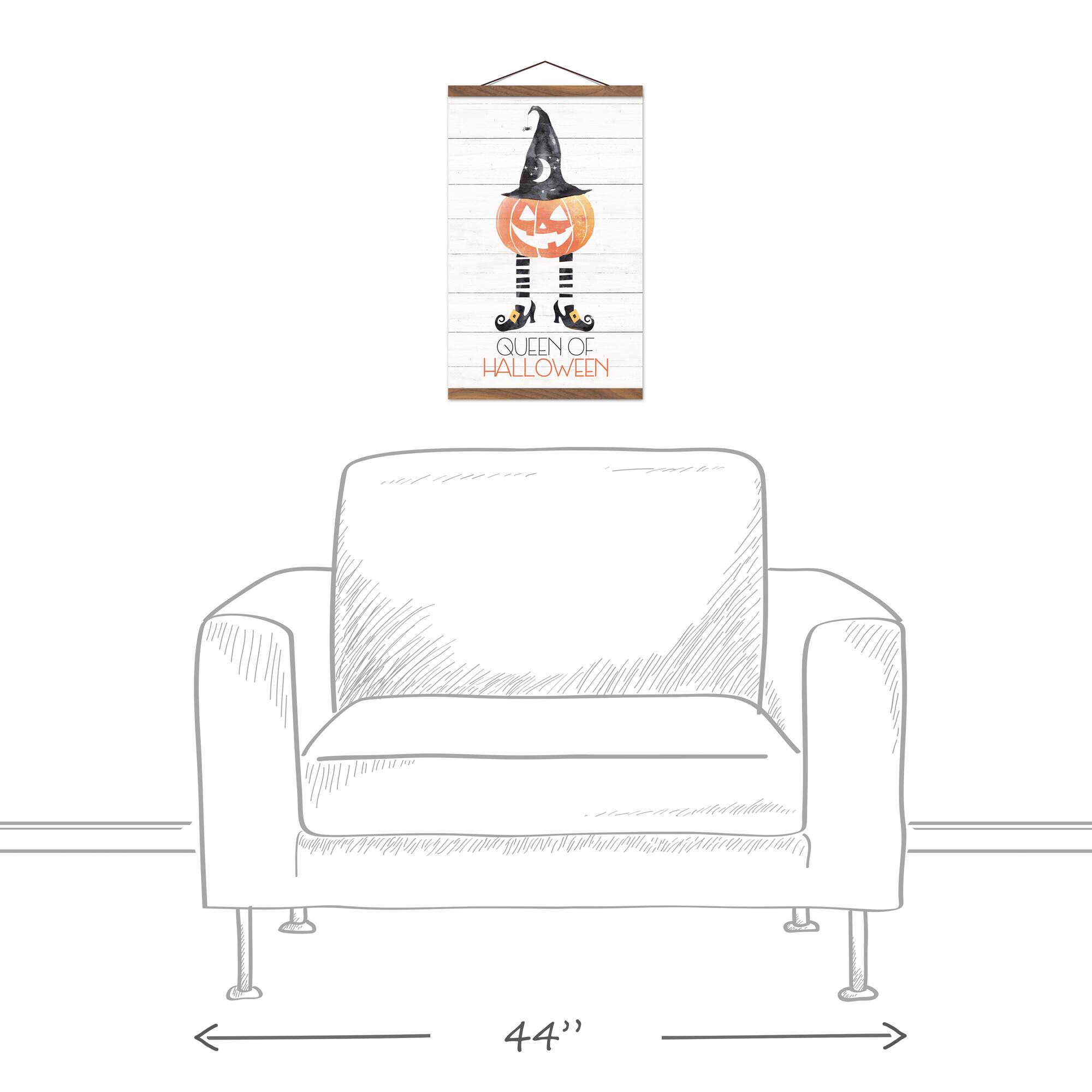 Queen of Halloween Teak Hanging Canvas