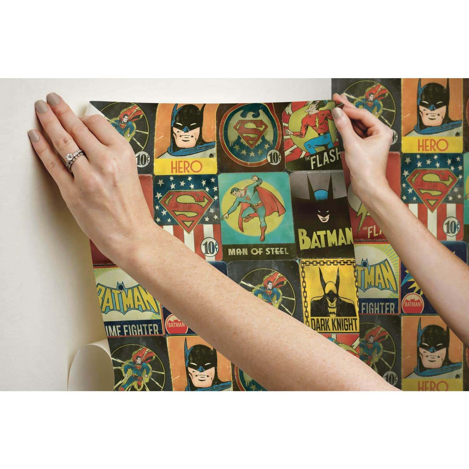 RoomMates Vintage Justice League Peel &#x26; Stick Wallpaper