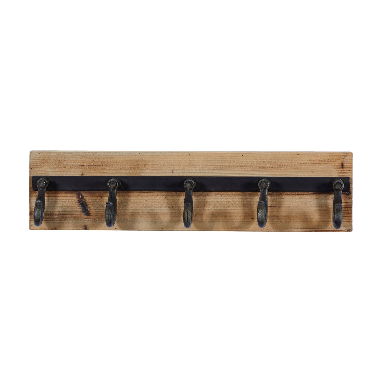 Brown Wood Industrial Wall Hooks, 6