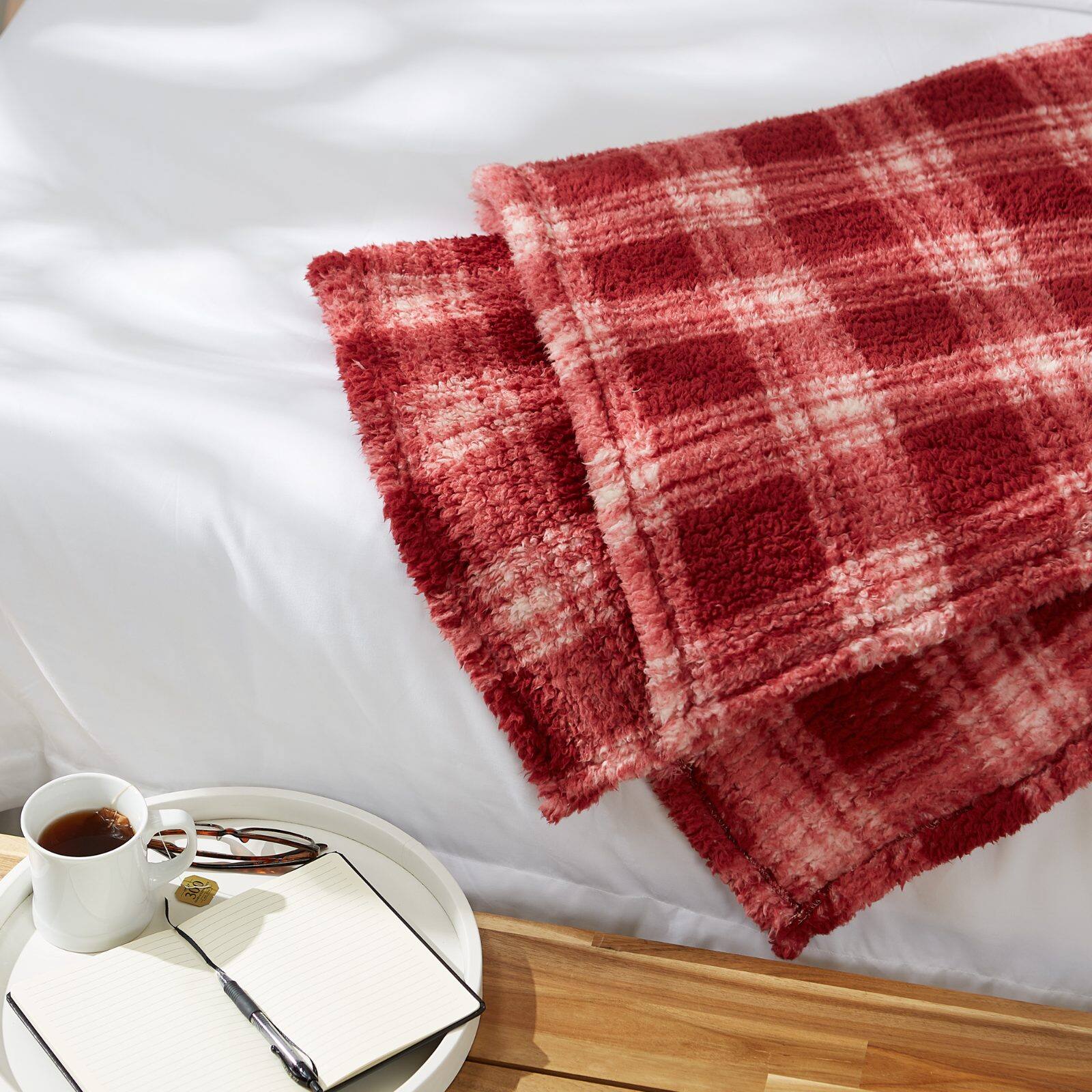 DII® Barn Red Farmhouse Plush Plaid Throw