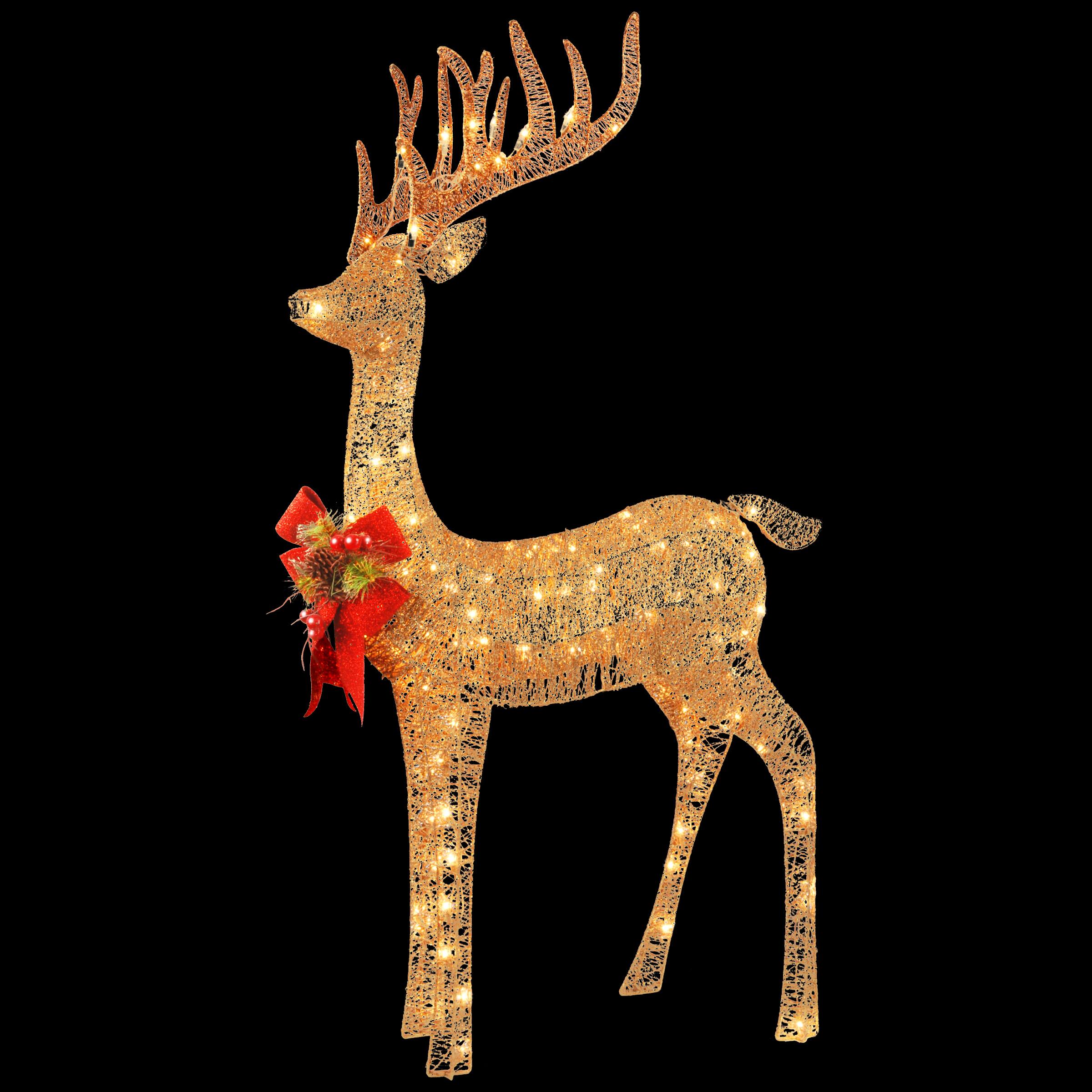 48&#x22; Champagne Standing Reindeer, Mini Clear LED Lights