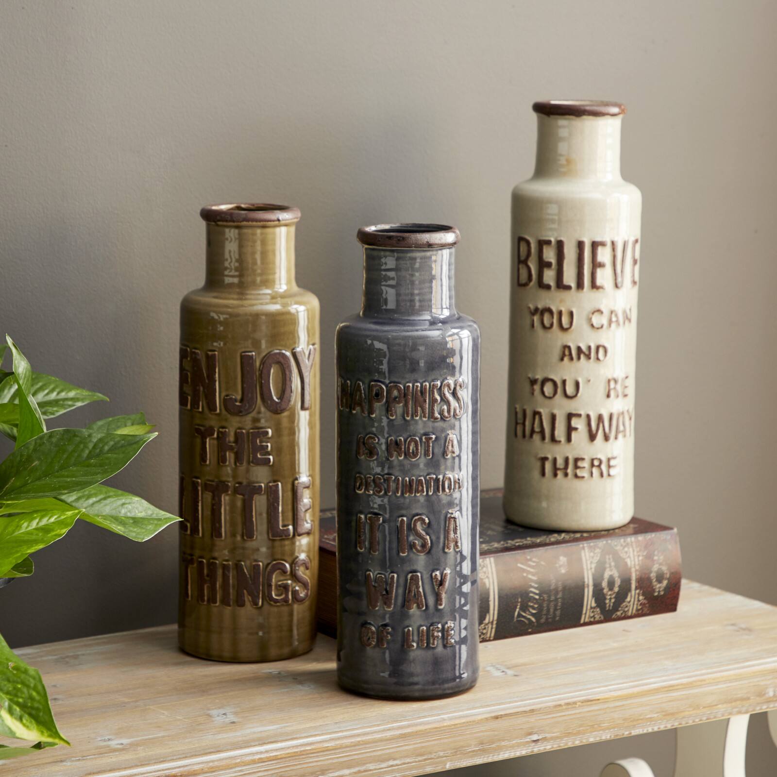 Brown Ceramic Farmhouse Vase Set