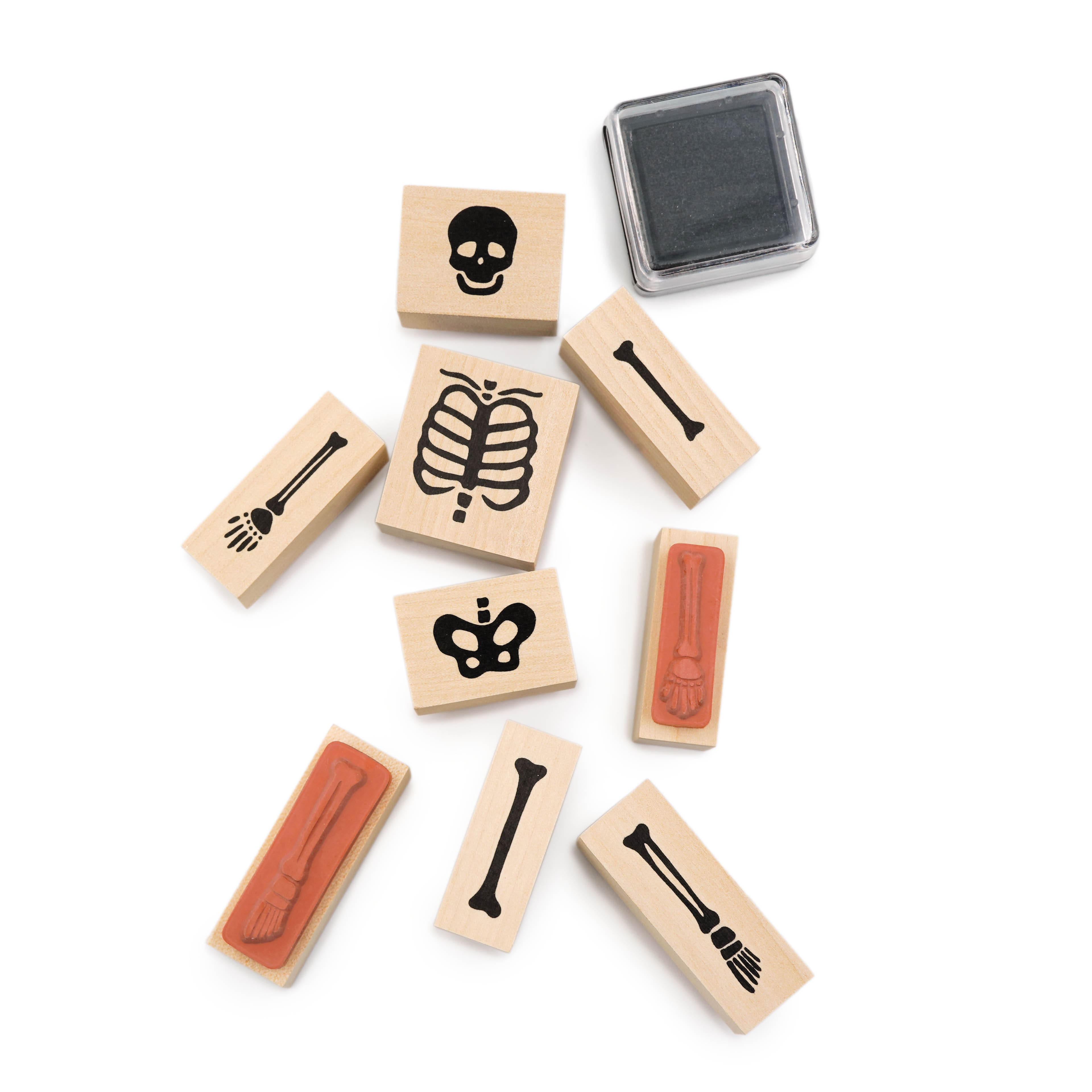 Skeleton Wood Stamps &#x26; Ink Pad Set by Recollections&#x2122;