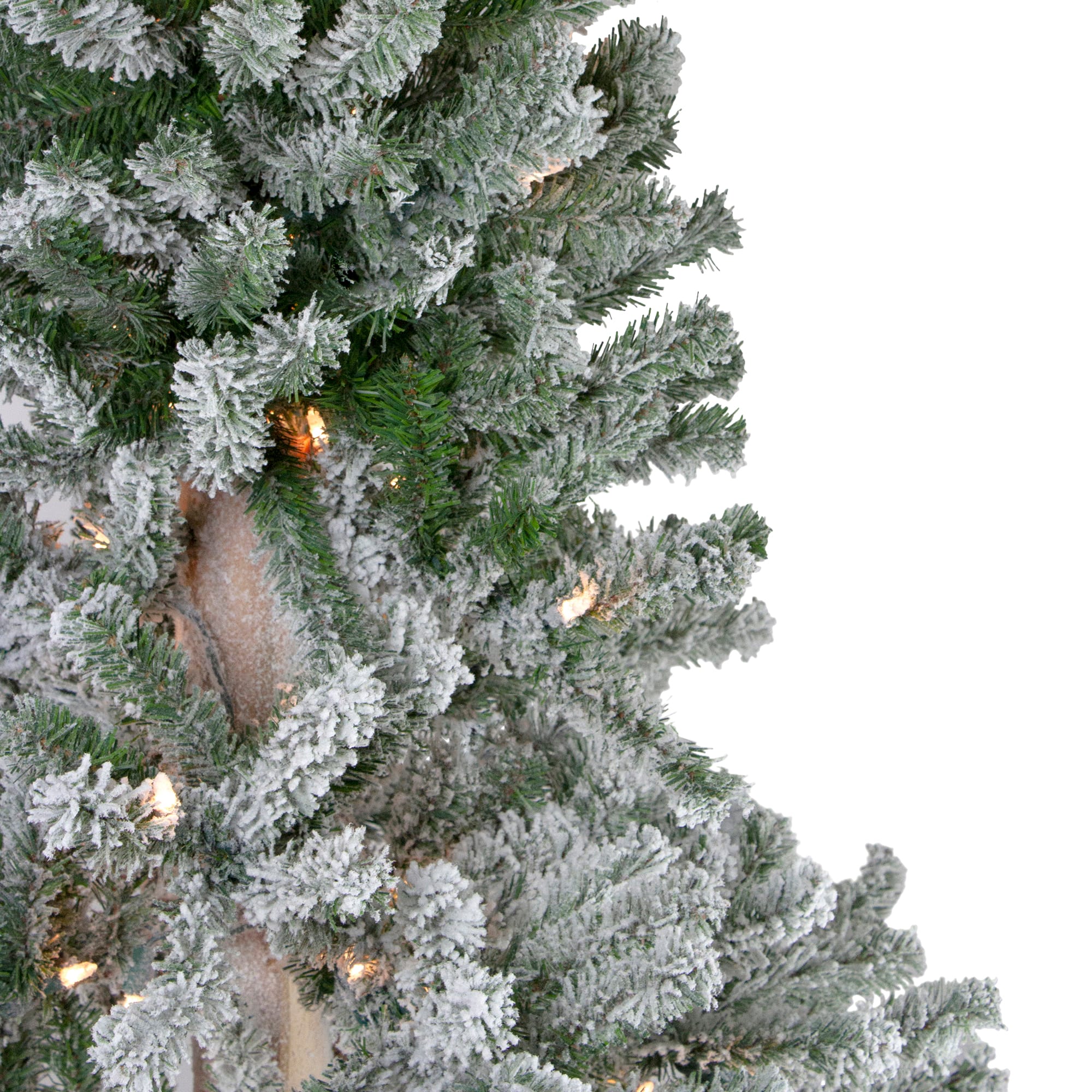 7ft Pre-Lit Flocked Alpine Artificial Christmas Tree, Clear Lights