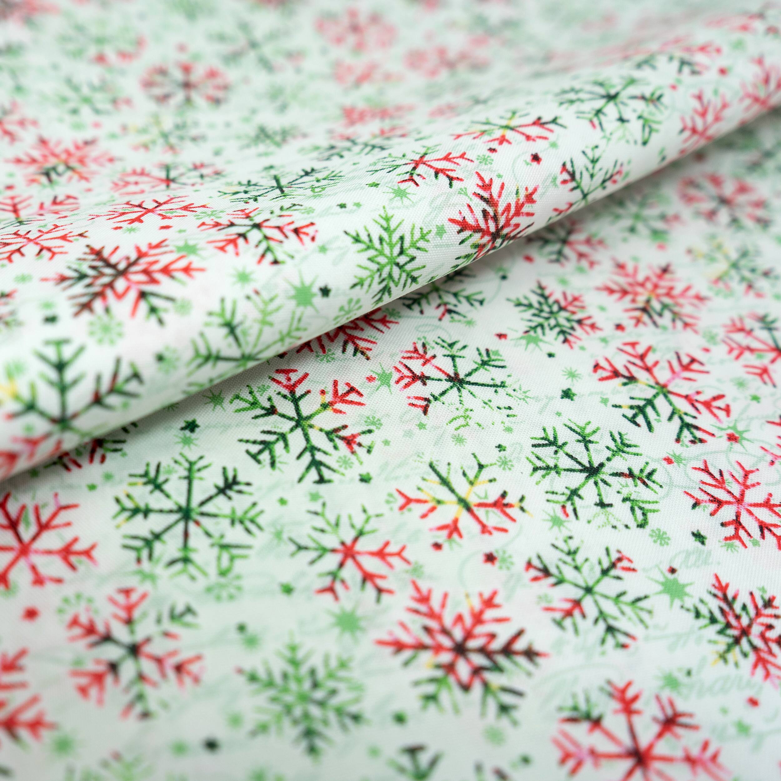 SINGER Christmas Holiday Snowflakes White Cotton Fabric