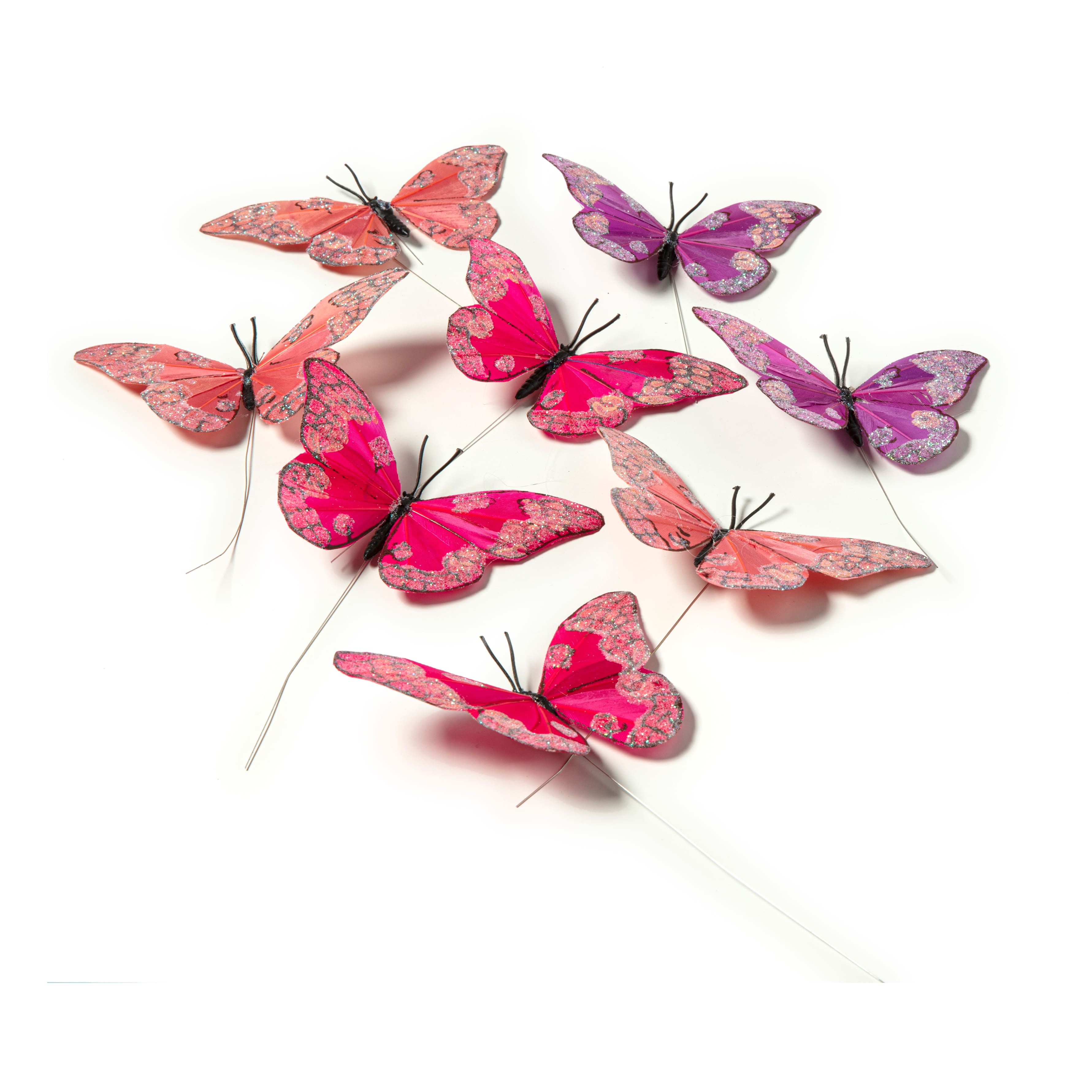3 LARGE CLIP ON GLITTERED BUTTERFLIES EASTER FLORAL WEDDING CRAFTS DECORATION 