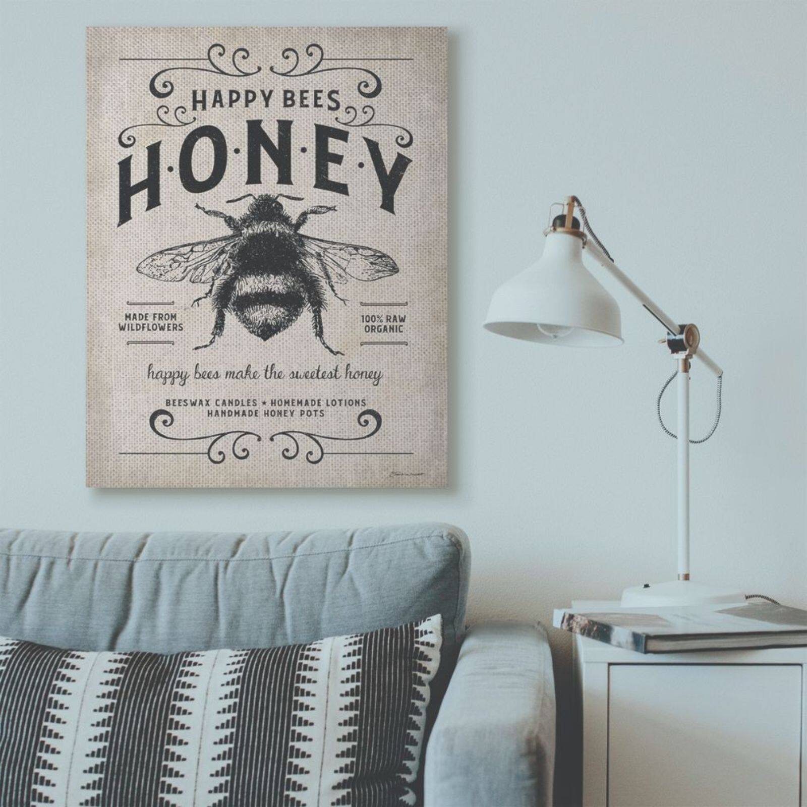 Stupell Industries Honey Bee Rustic Farm Canvas Wall Art