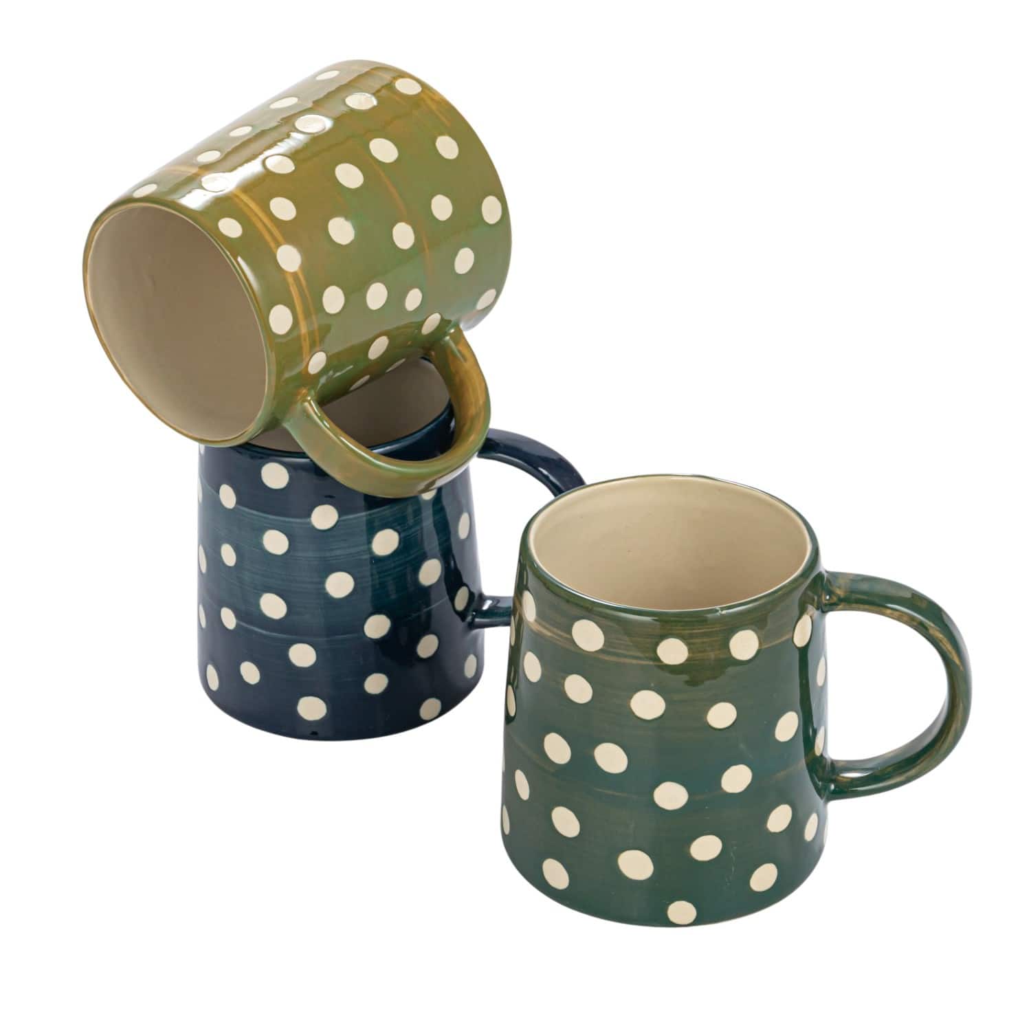 Hello Honey&#xAE; 14oz. Green Polka Dot Ceramic Mugs, 12ct.