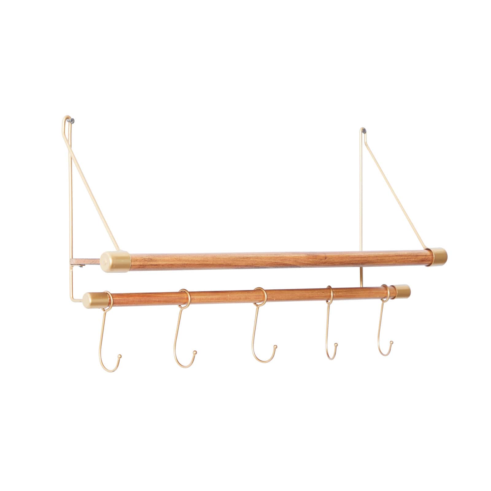 Gold Wood Contemporary Wall Hook, 14&#x22; x 23&#x22; x 6&#x22;