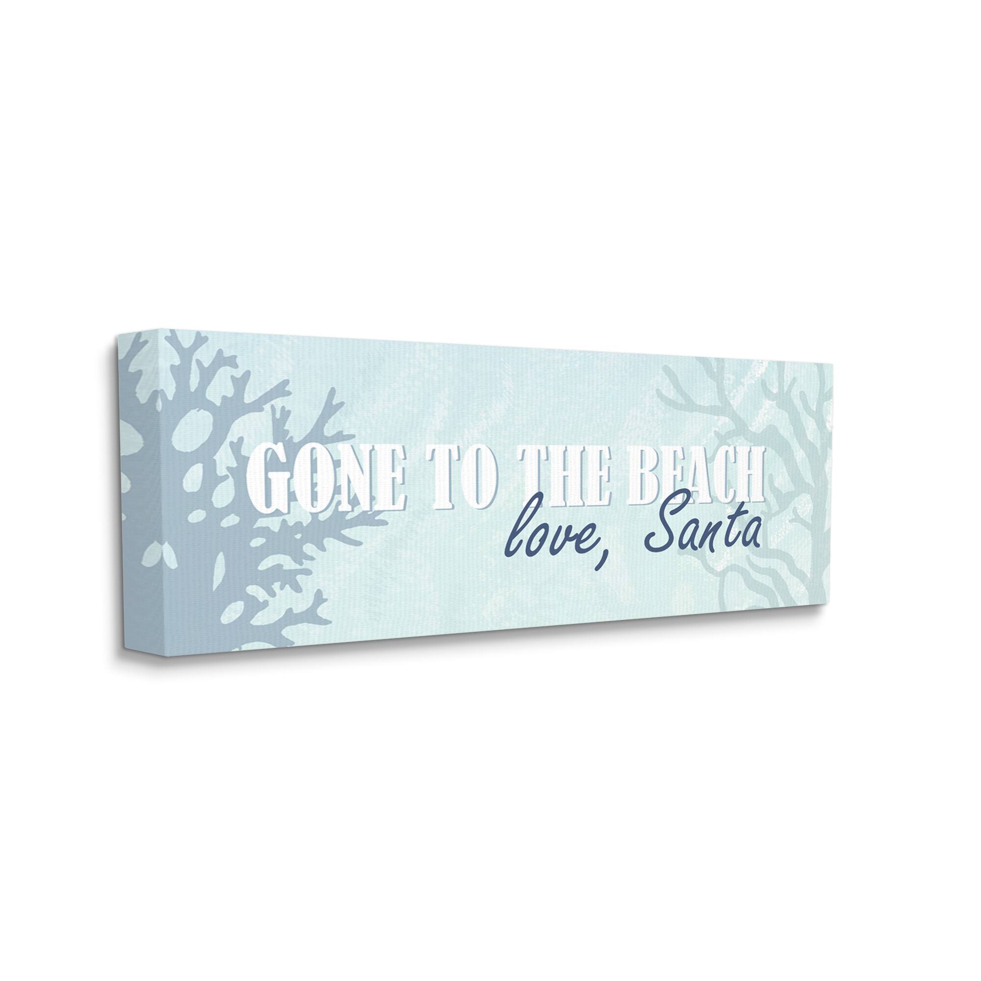 Stupell Industries Gone To Beach Love Santa Phrase Canvas Wall Art