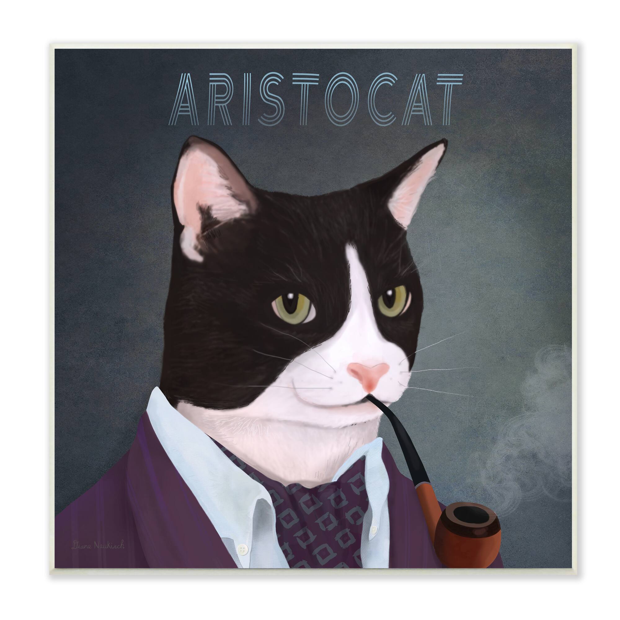 Stupell Industries Aristocat Witty Smiling Cat Portrait Wall Art