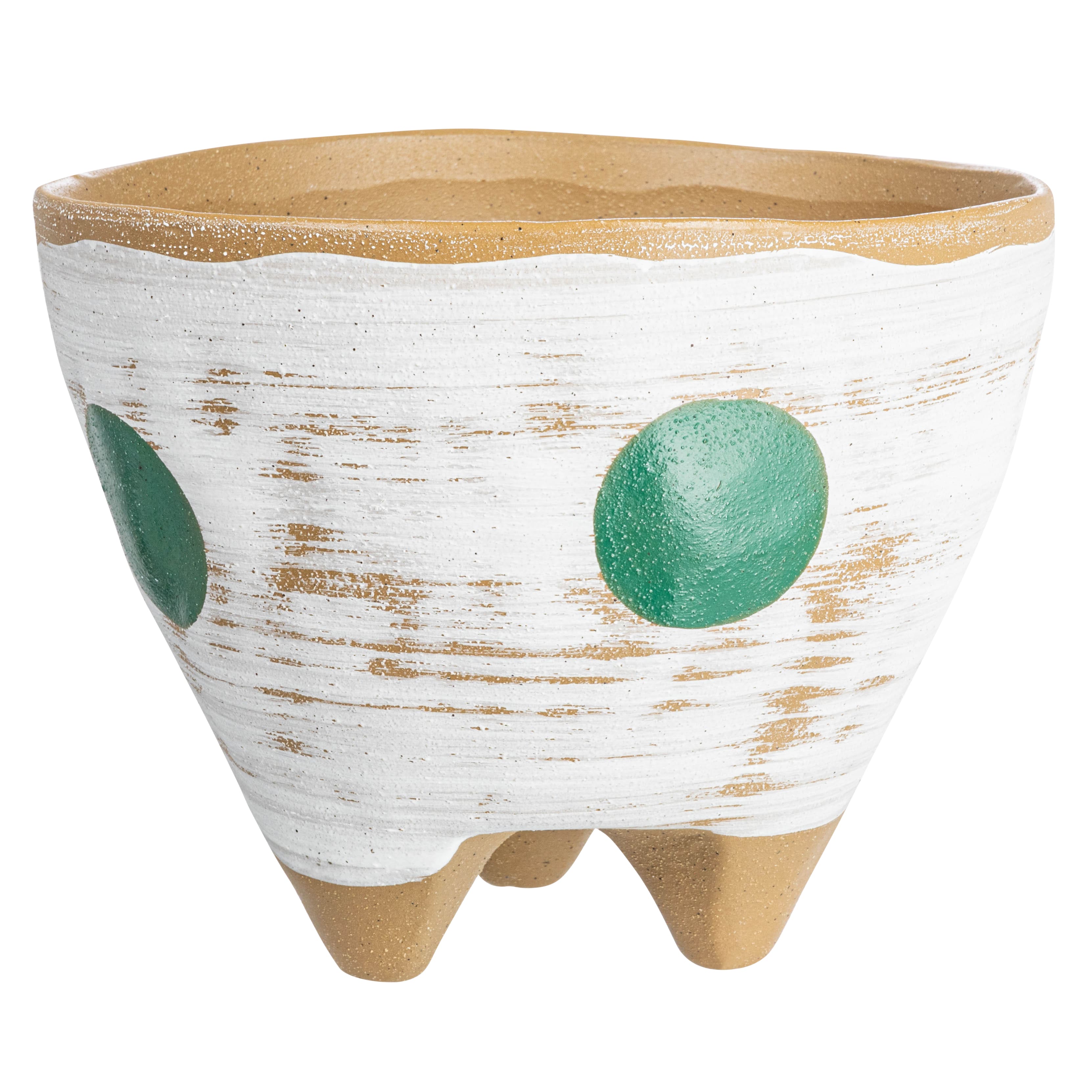 Hello Honey® 8" Multicolor Boho Stoneware Footed Planter with Painted Geometric Design