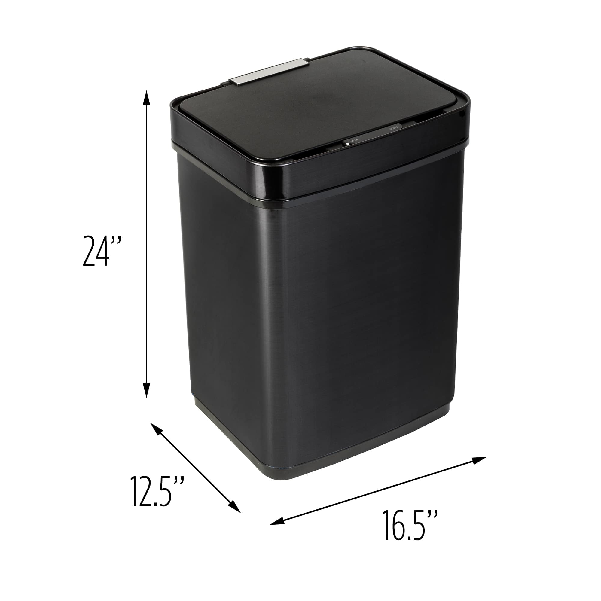 Honey Can Do 50L Black Stainless Steel Trash Can w/ Motion Sensor