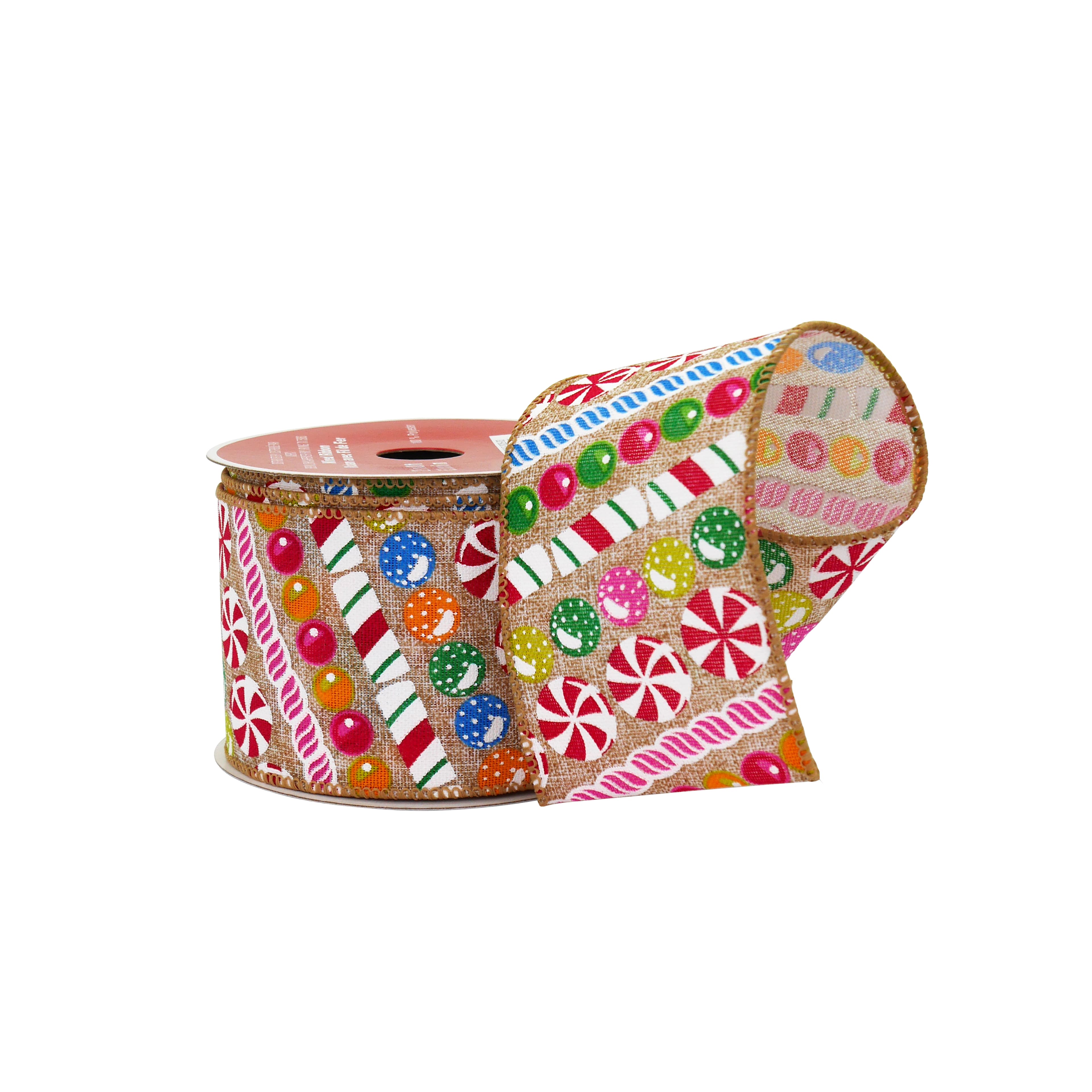 2.5&#x22; x 20ft. Multicolor Candy Wired Faux Linen Ribbon by Celebrate It&#xAE;