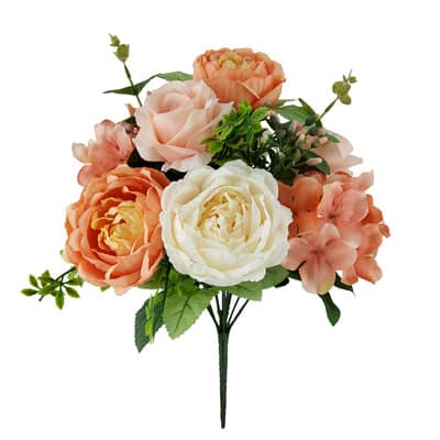 Gerbe d’hydrangées et de roses corail mixtes de luxe de 36,8 cm d’Ashland image