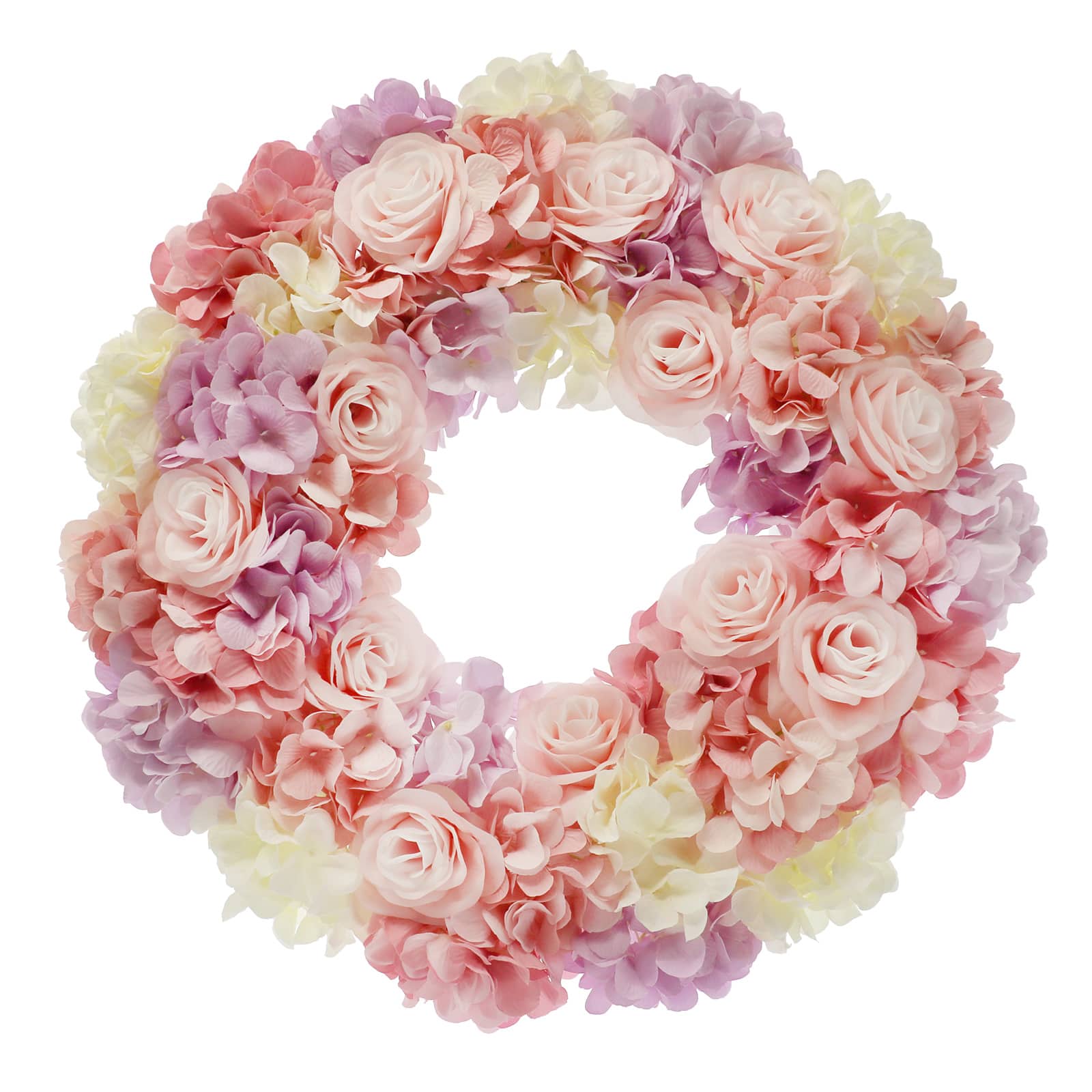 22" Pink, Cream & Light Purple Hydrangea Wreath by Ashland® 