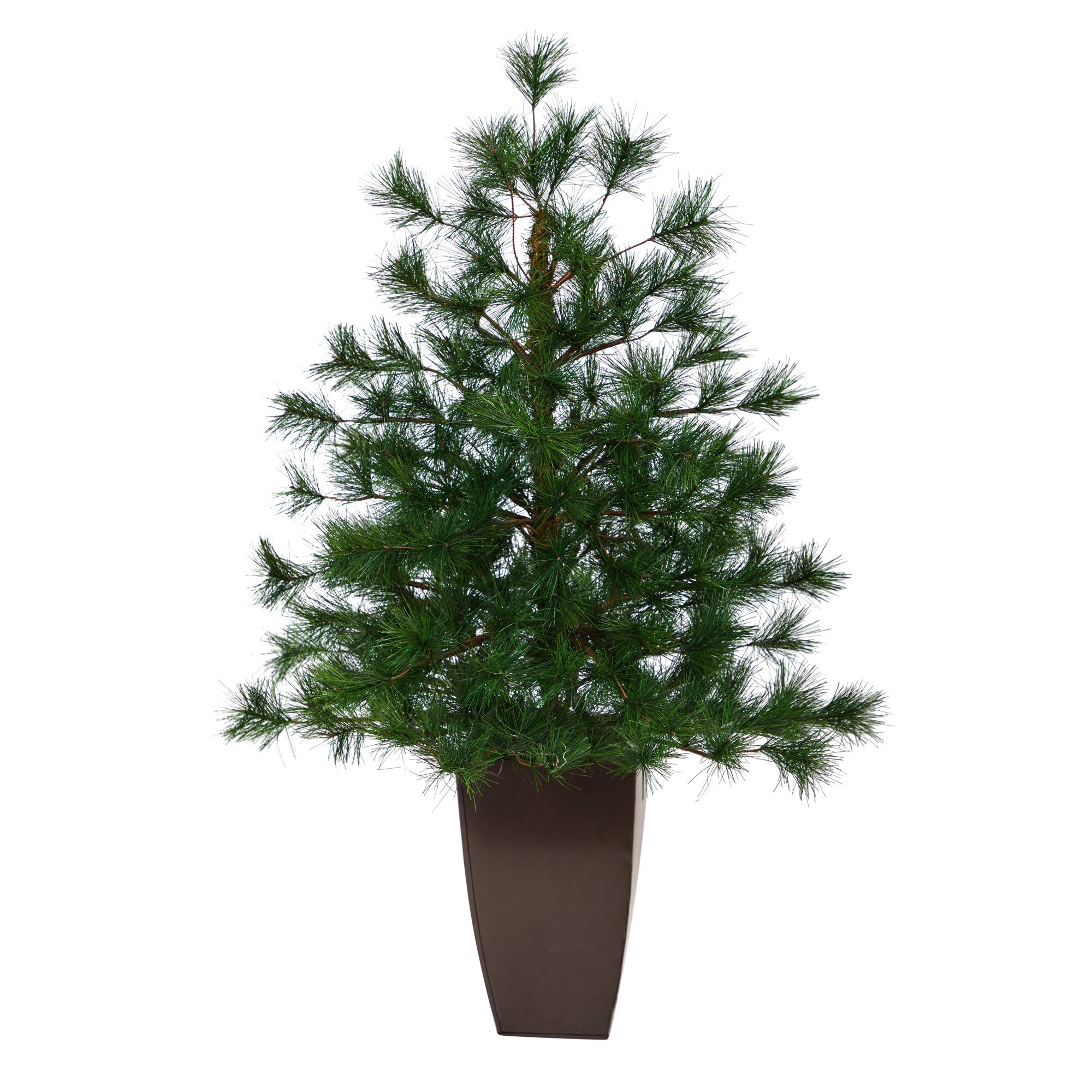 3.5ft. Unlit Yukon Mixed Pine Artificial Christmas Tree in Bronze Metal Planter
