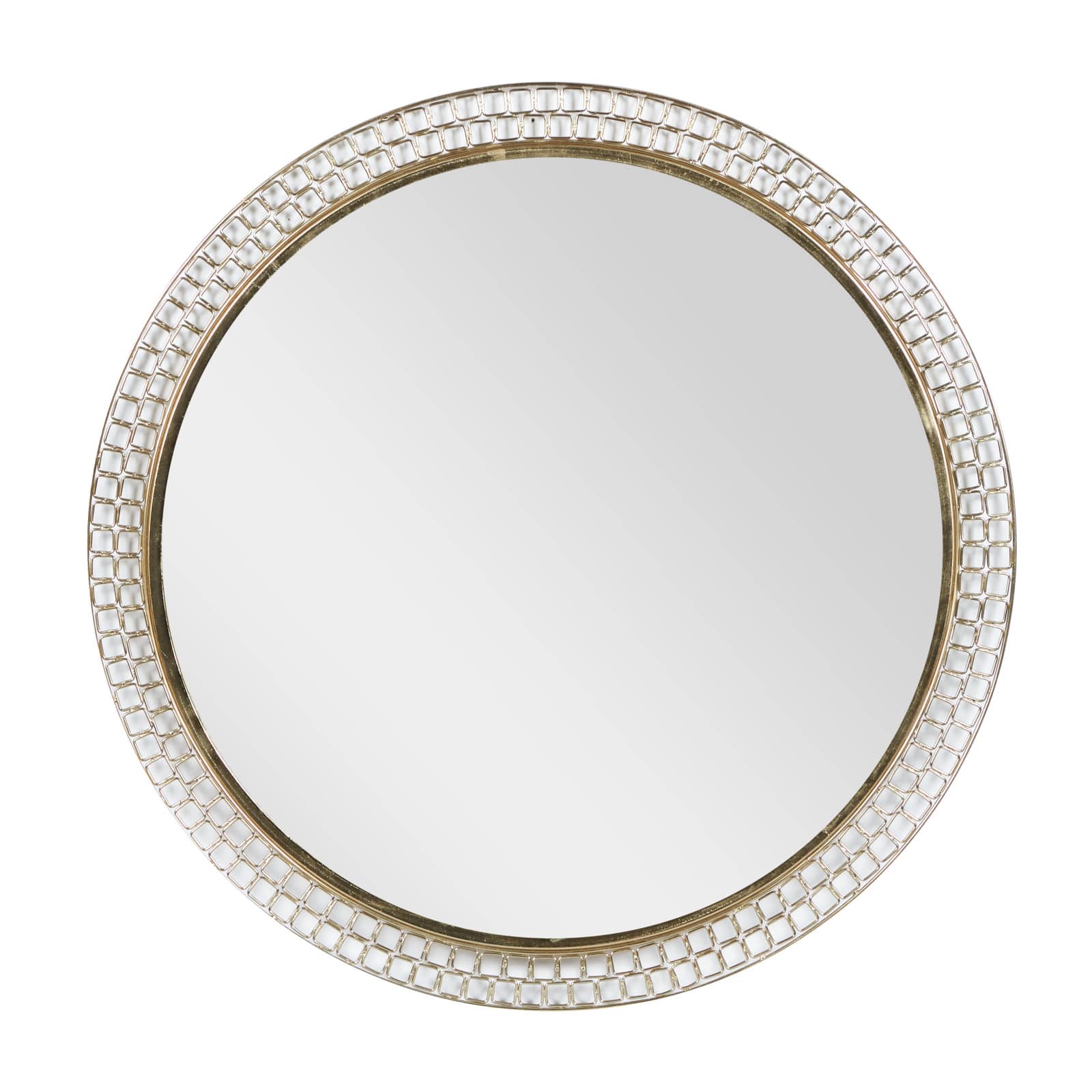 37&#x22; Gold Metal Contemporary Round Wall Mirror