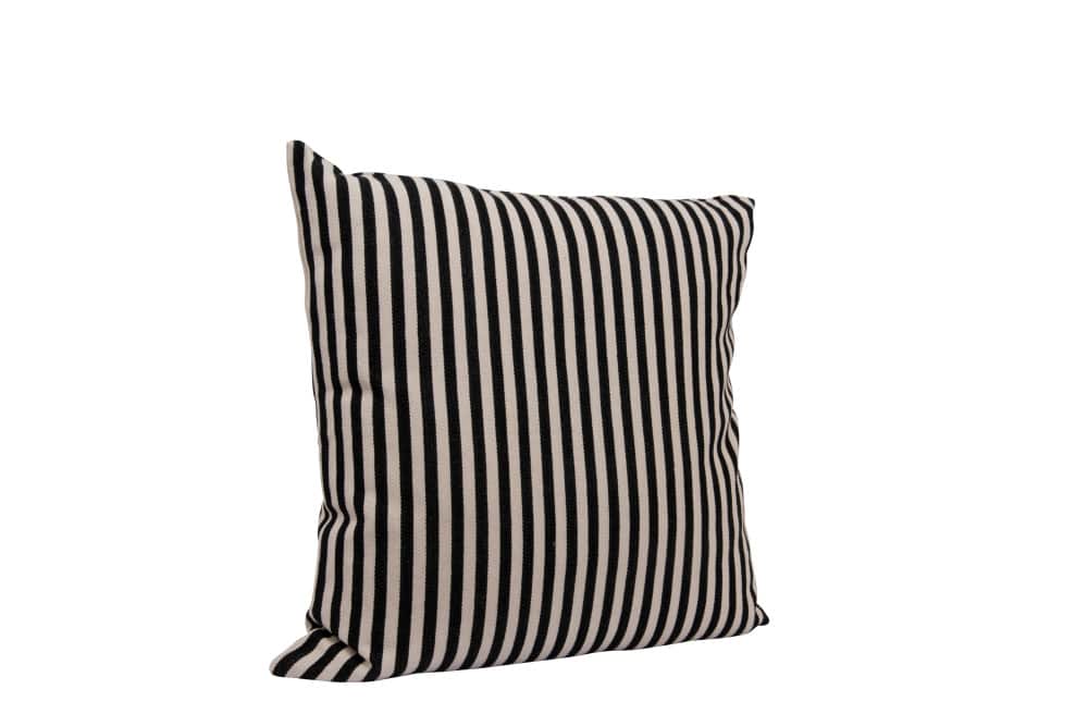 Hello Honey® Black and Cream Woven Cotton Striped Pillow