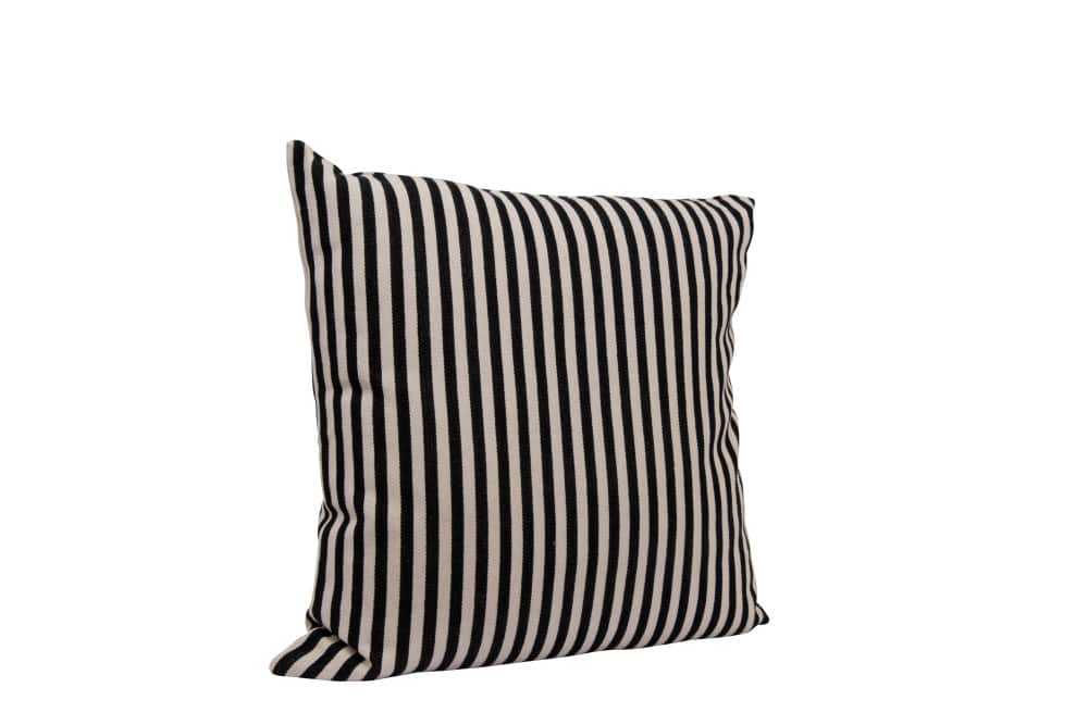 Black and Cream Woven Cotton Striped Pillow