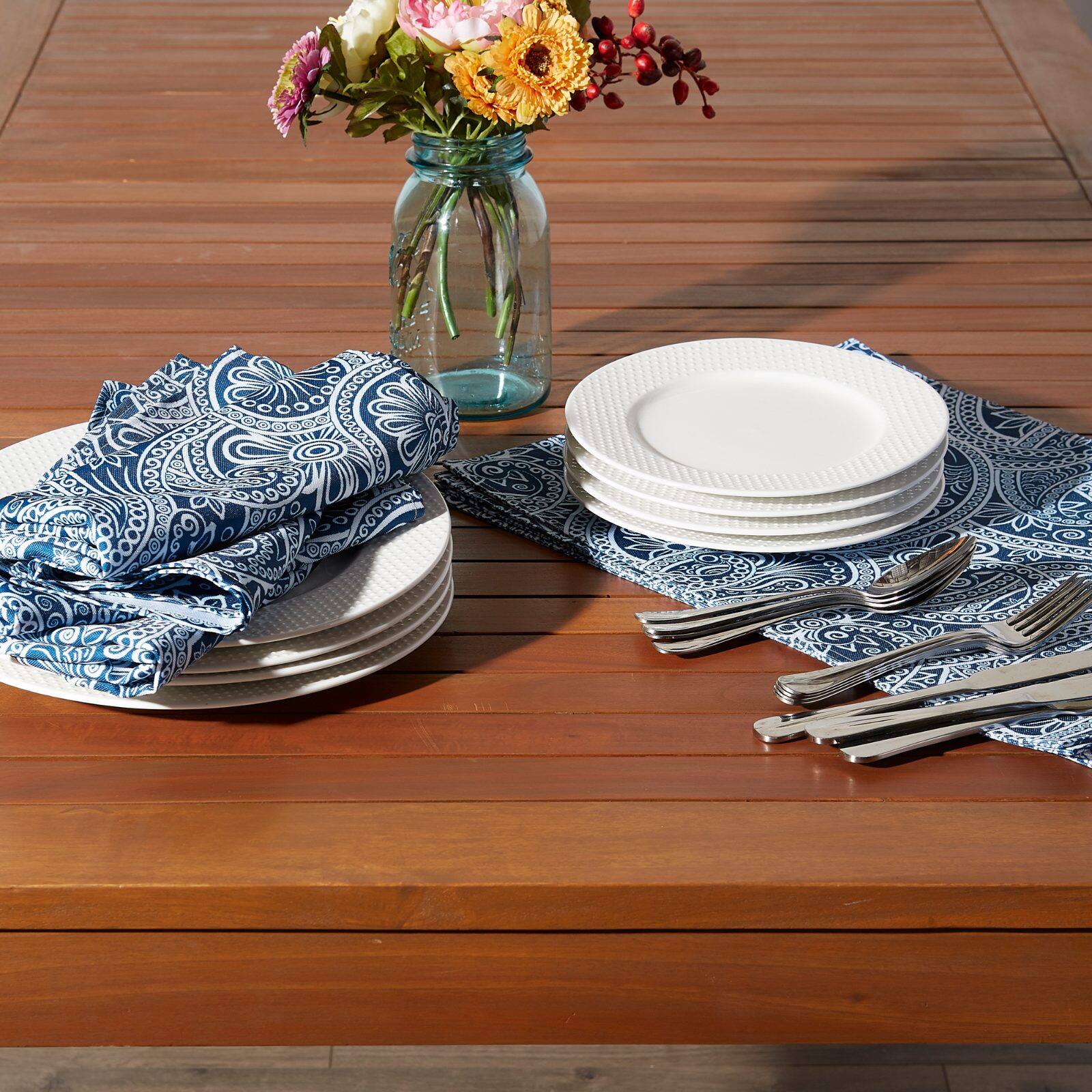 DII&#xAE; Blue Paisley Print Outdoor Napkins, 6ct.