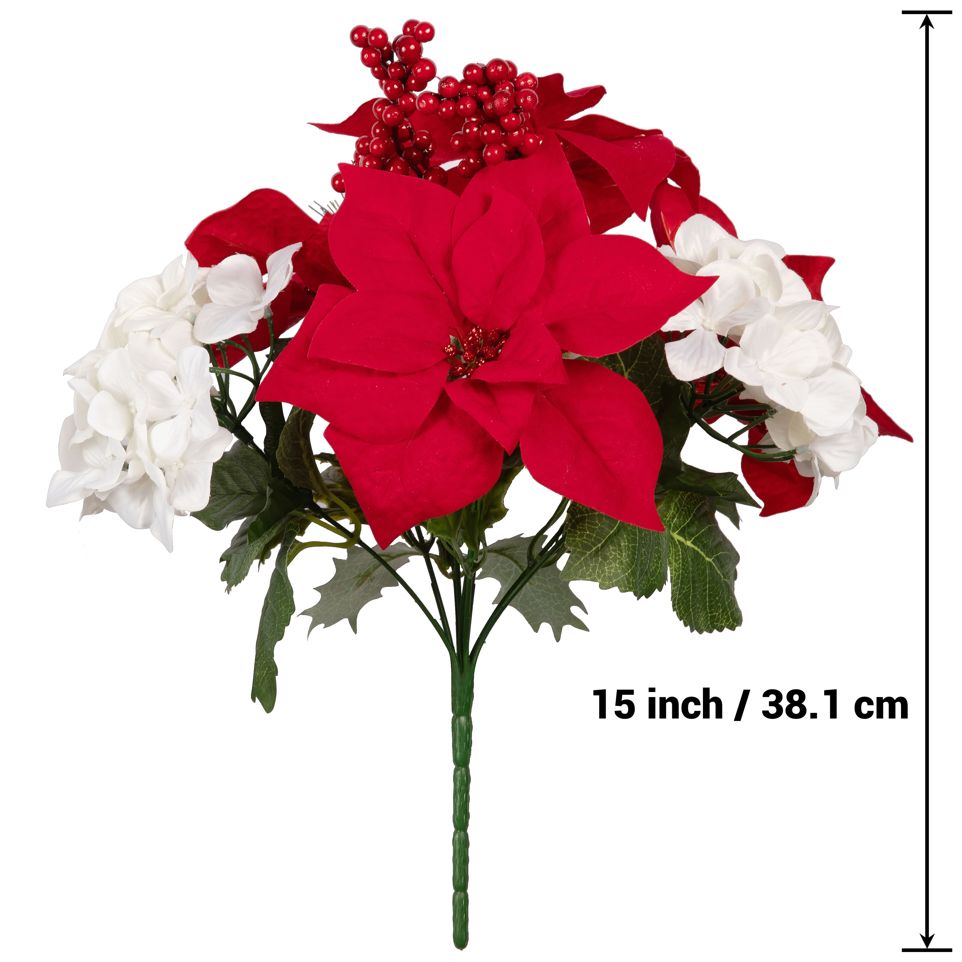 15&#x22; Red Poinsettia &#x26; White Hydrangea Mix by Ashland&#xAE;