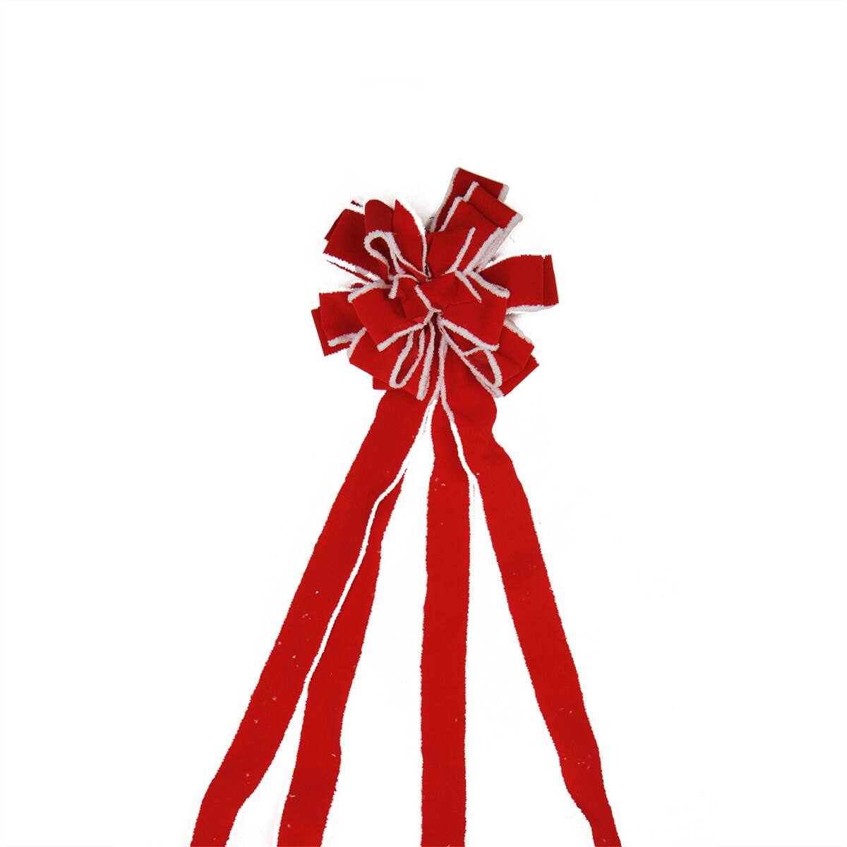 48&#x22; Red &#x26; White Fringe 16 Loop Commercial Christmas Bow