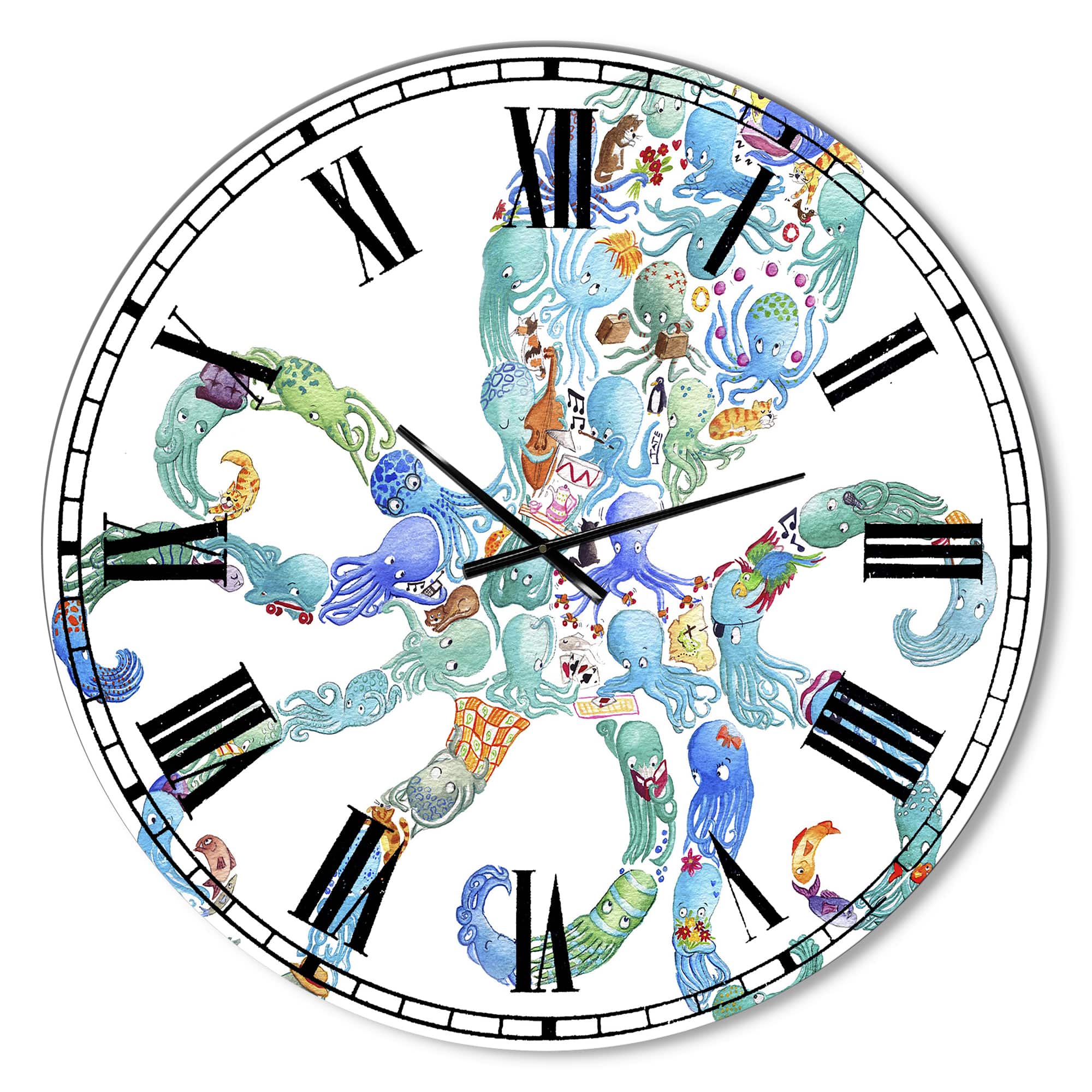 Designart 'Octopus Made Of Octopus Large Nautical & Coastal Wall Clock