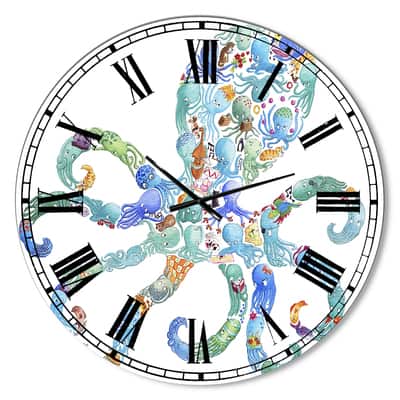 Designart 'Octopus Made Of Octopus Large Nautical & Coastal Wall Clock in Blue | 36" x 36" | Michaels&reg;