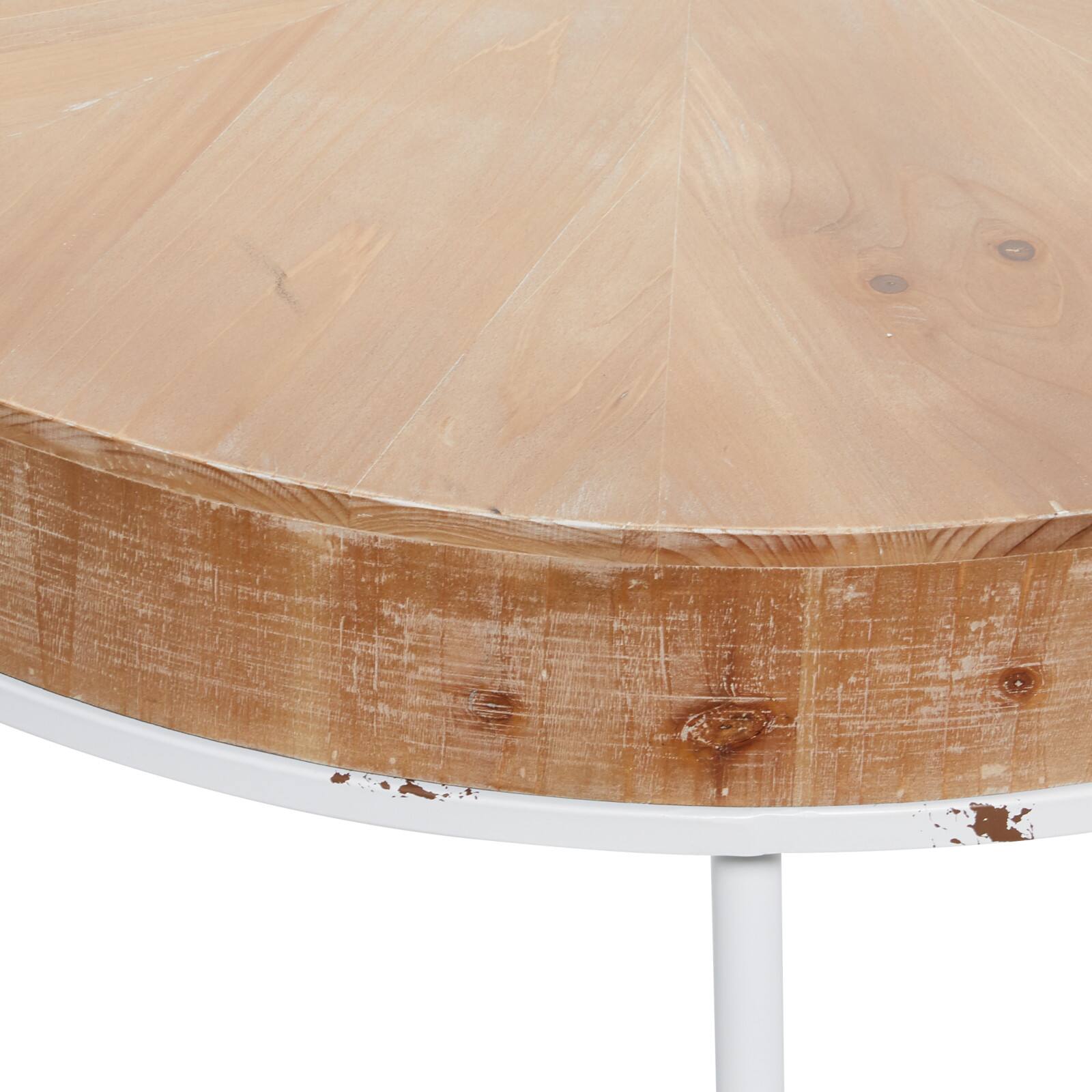 18'' Natural Brown Wood & Iron Modern Coffee Table