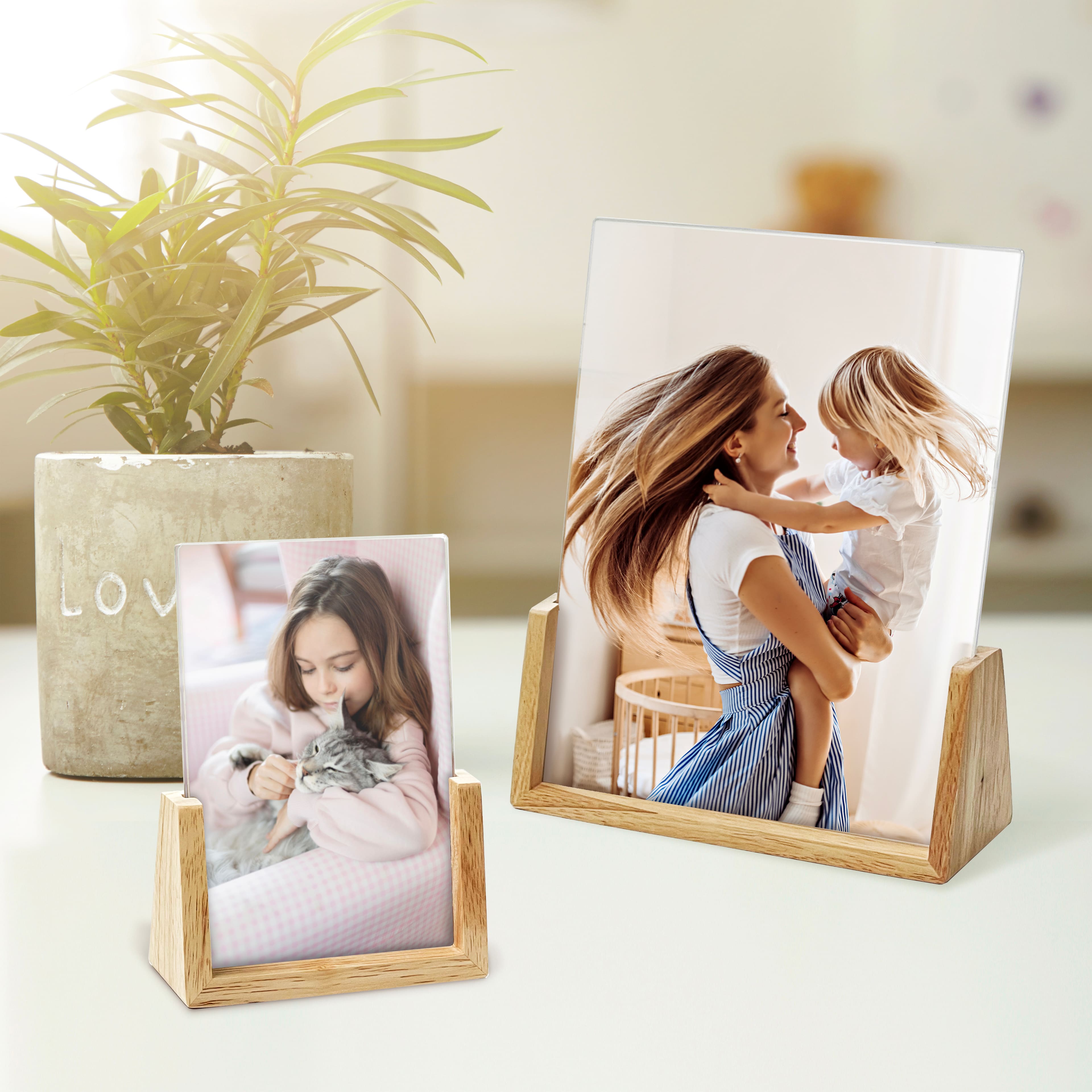Expressions&#x2122; Clear Plastic Frame with Wood Base by Studio D&#xE9;cor&#xAE;
