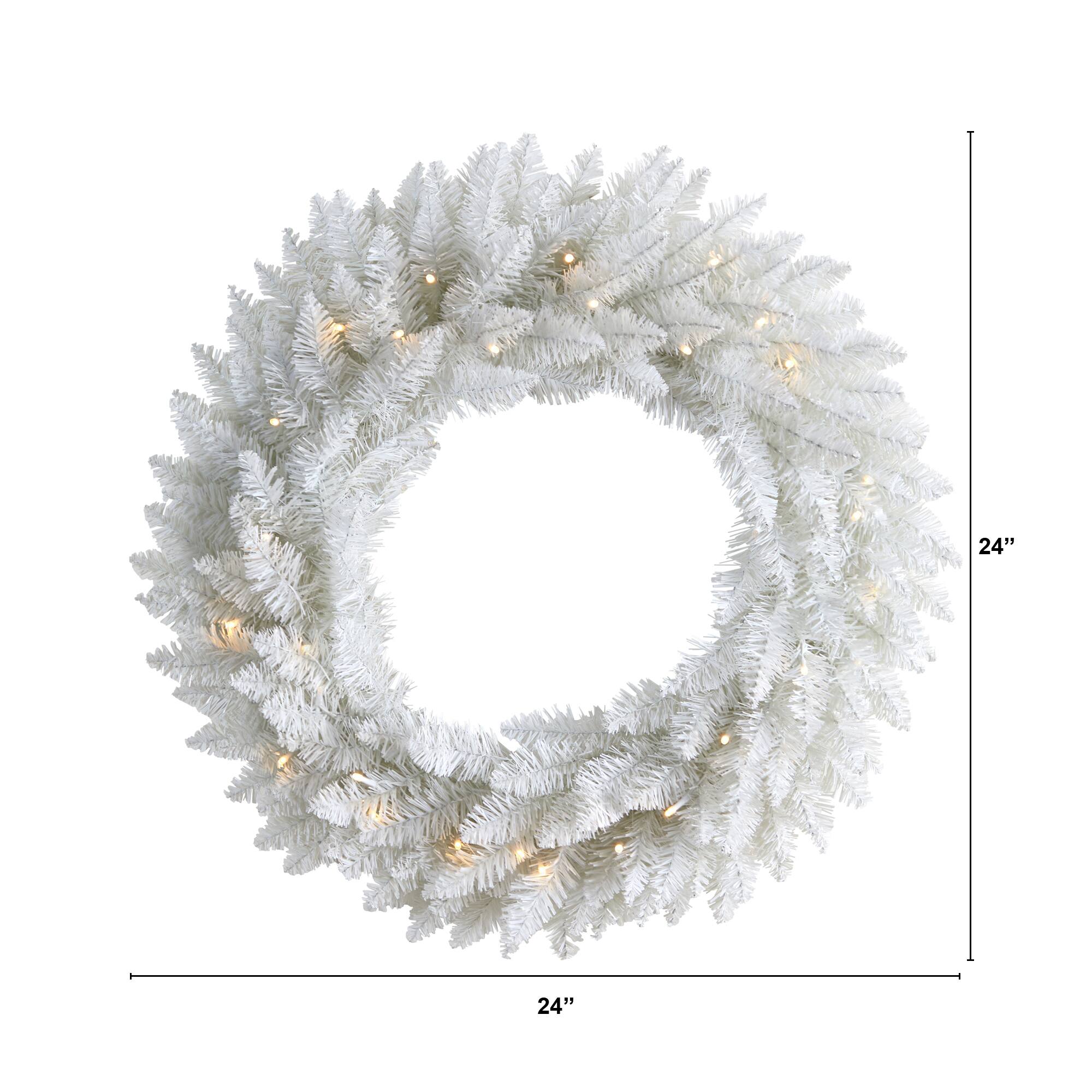 24" Pre-Lit Colorado Spruce Christmas Wreath