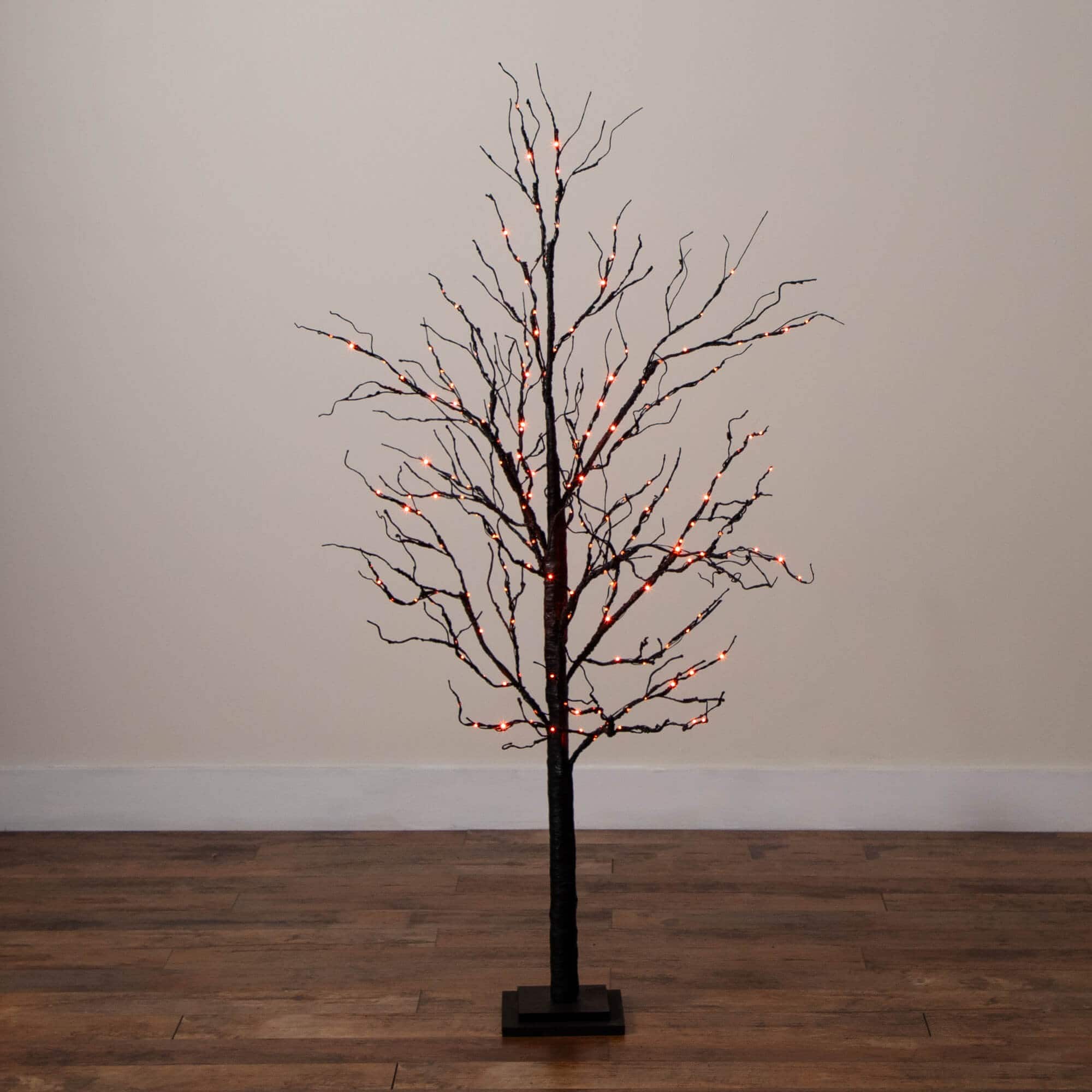 5ft. Pre-Lit Halloween Black Twig Artificial Tree with 240 Orange &#x26; Purple LED Lights
