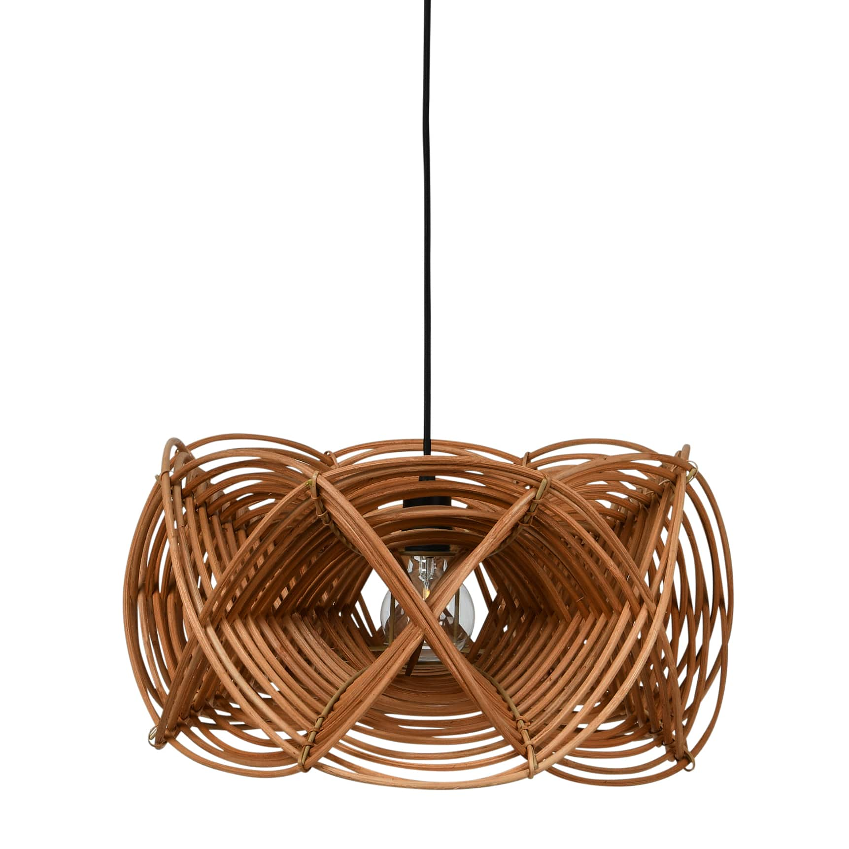 21&#x22; Natural Modern Woven Rattan Ceiling Light