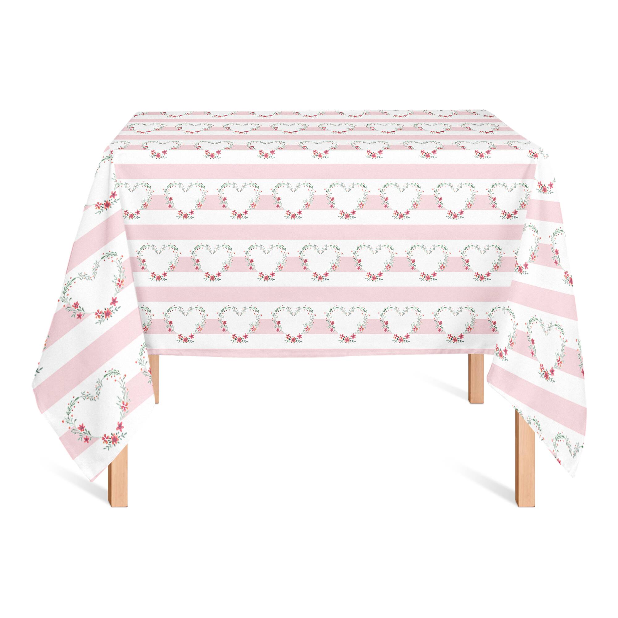 Floral Heart Pattern 58" x 58" Tablecloth