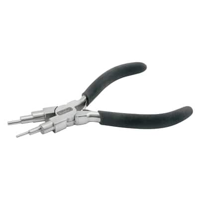 Stepped Bail-Making Pliers, makes 6 different loop sizes: 9 mm / 0.35 in, 8 mm / 0.31 in, 6 mm / 0.23 in, 5 mm / 0.2 in, 3 mm / 0.12 / 2 mm / 0.08 in