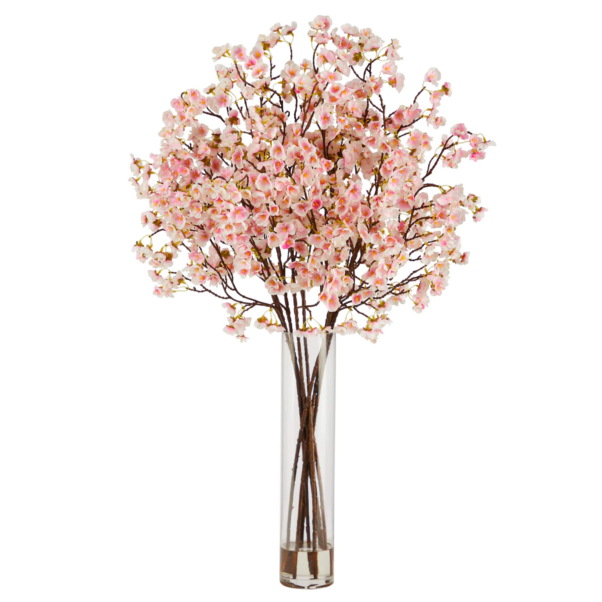 32&#x22; Artificial Cherry Blossom Arrangement with Glass Cylinder Vase