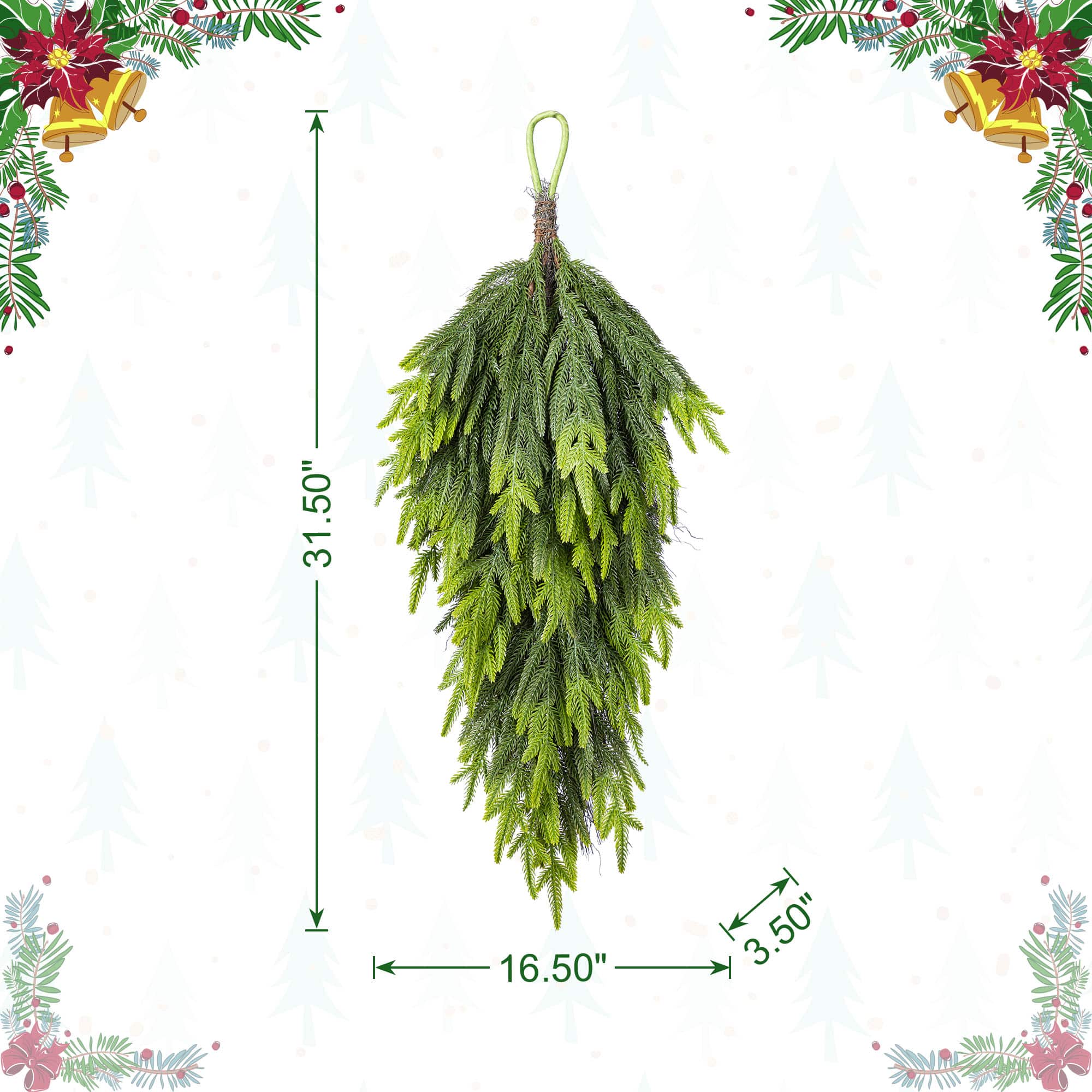 Glitzhome&#xAE; 31.5&#x22;H Christmas Greenery PE Teardrop