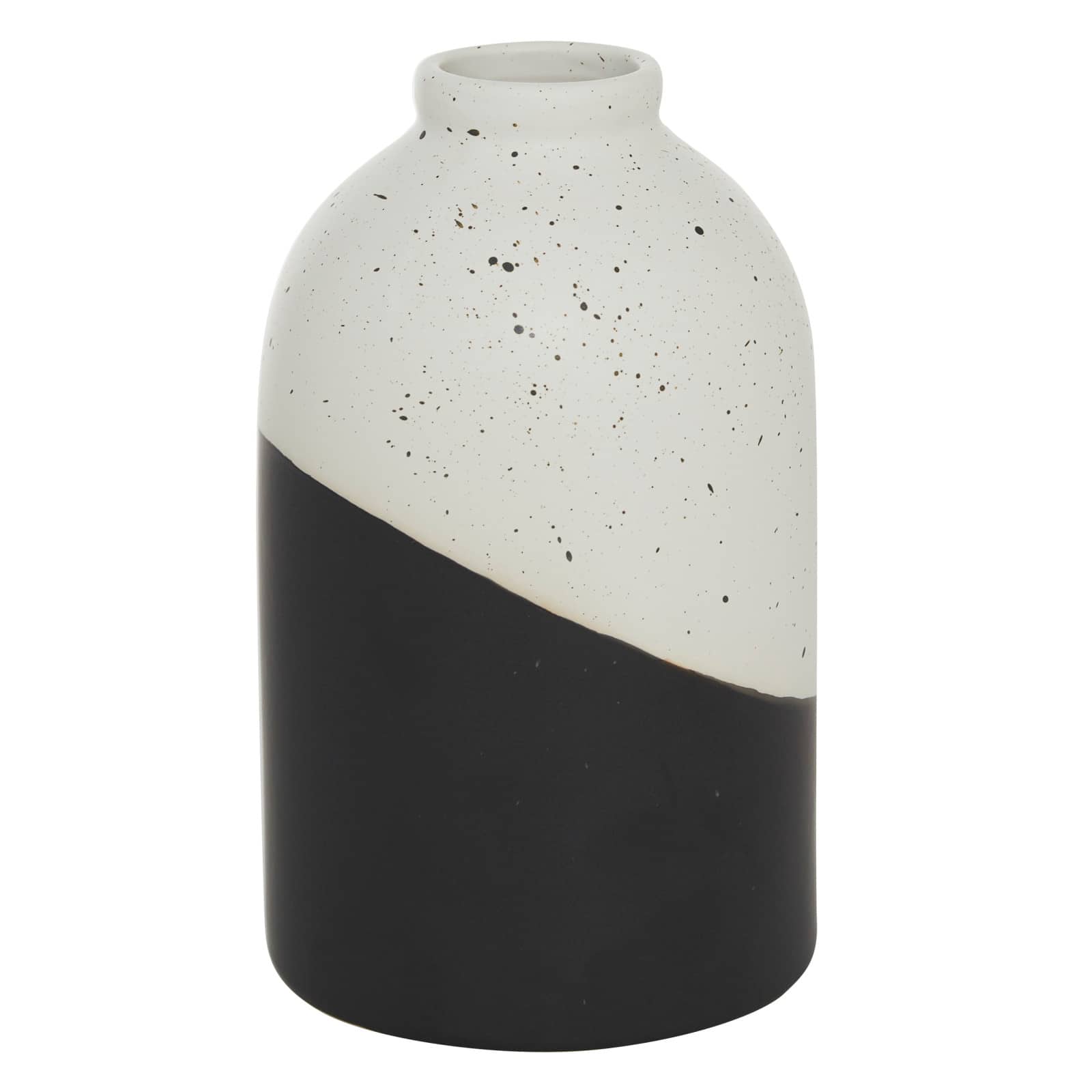 Black Ceramic Contemporary Vase, 10" x 6" x 6"
