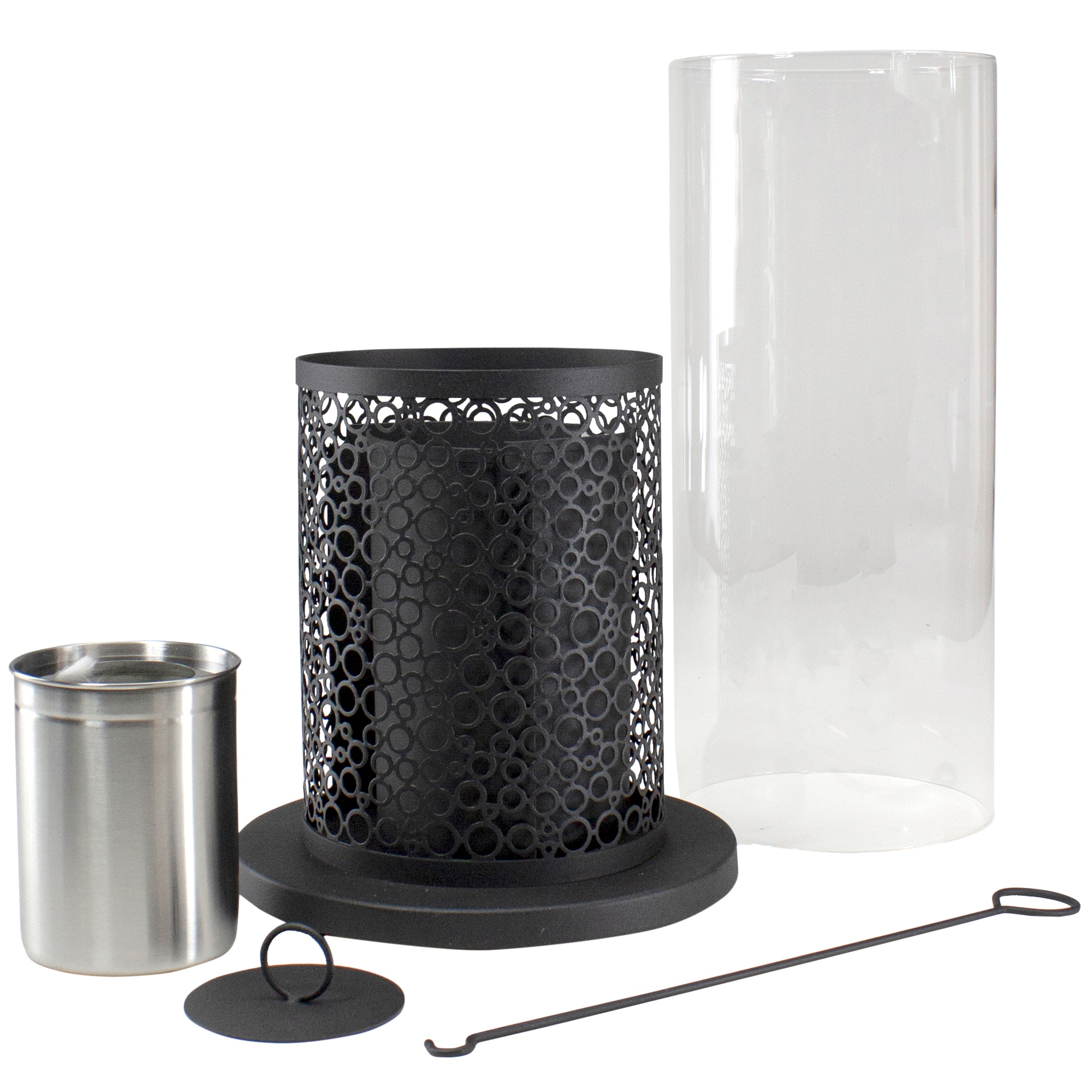 19.75" Bio Ethanol Round Portable Tabletop Fireplace with Black Decorative Base