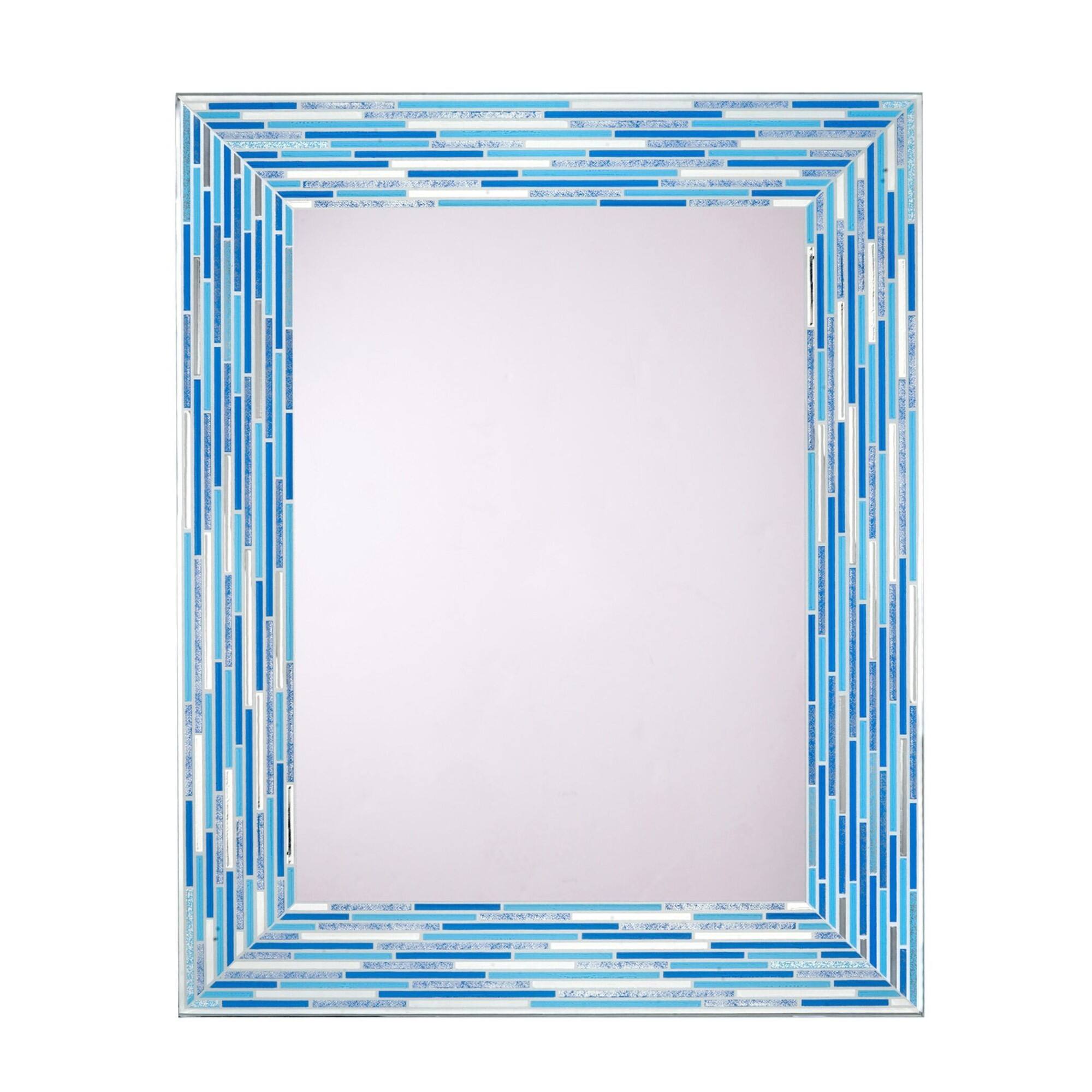 Head West Frameless Reeded Aqua/Blue2 Tiled Printed Wall Mirror - 23" x 30"