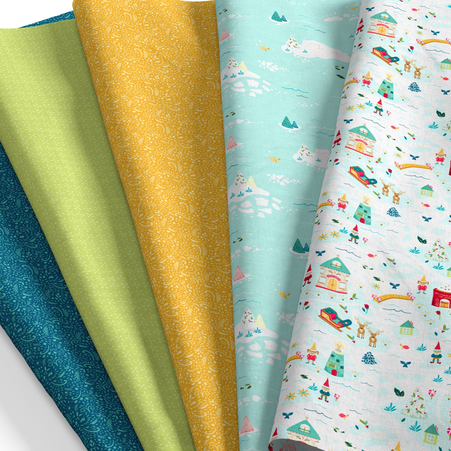 SINGER Christmas Santa's Village 5 Piece Fat Quarter Bundle